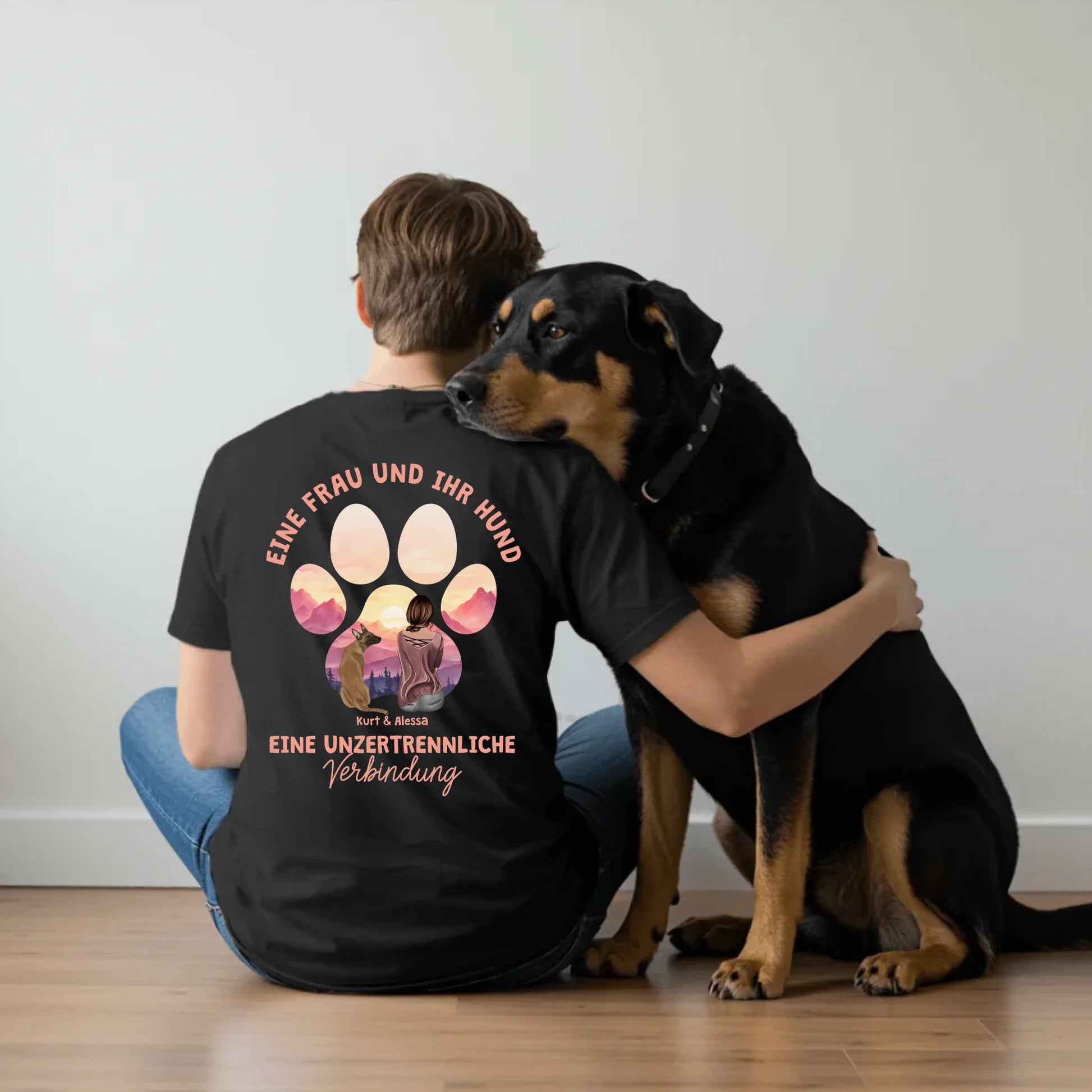 Man sitting with dog - Black