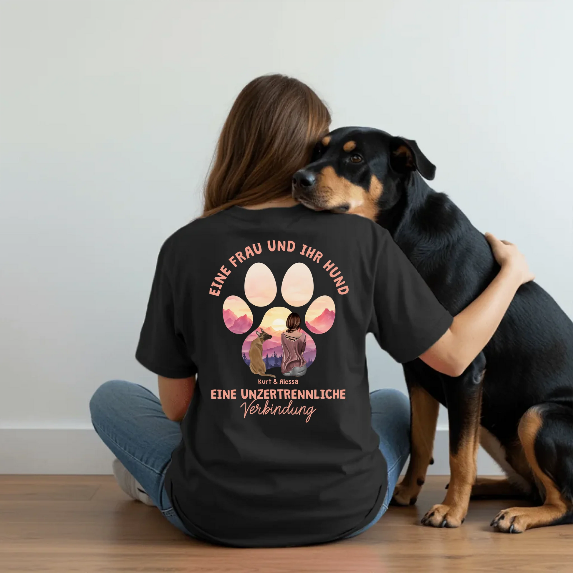 Woman sitting with dog - Black-min