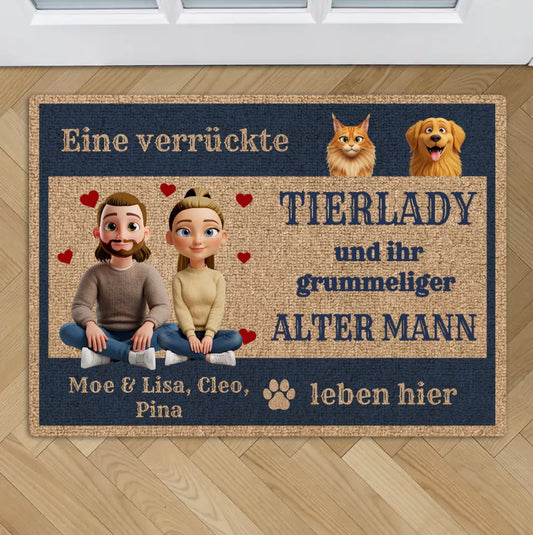Die Tierlady und ihr Mann - Individuelle Fußmatte