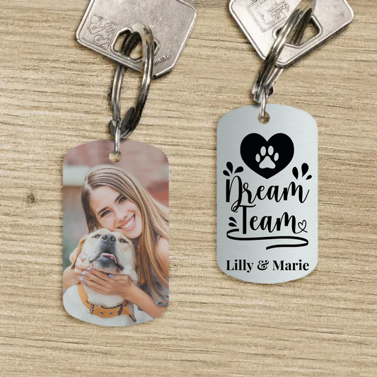 Dream Team - Individueller Dog Tag Schlüsselanhänger