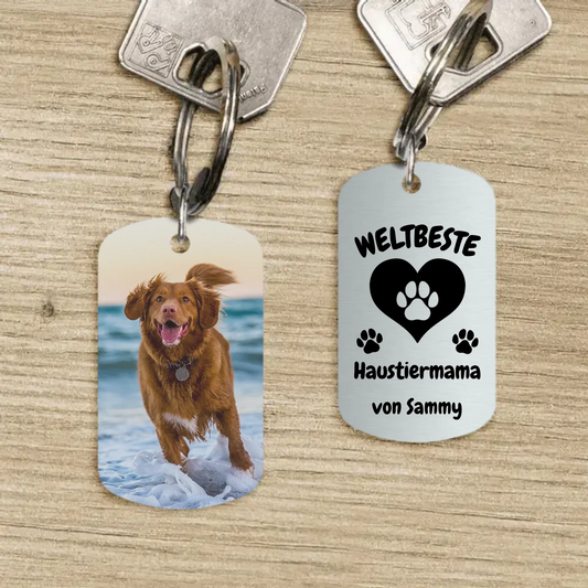 Weltbeste Haustiermama - Individueller Dog Tag Schlüsselanhänger