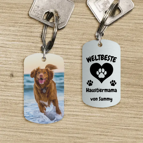 Weltbeste Haustiermama - Individueller Dog Tag Schlüsselanhänger - Featured Image