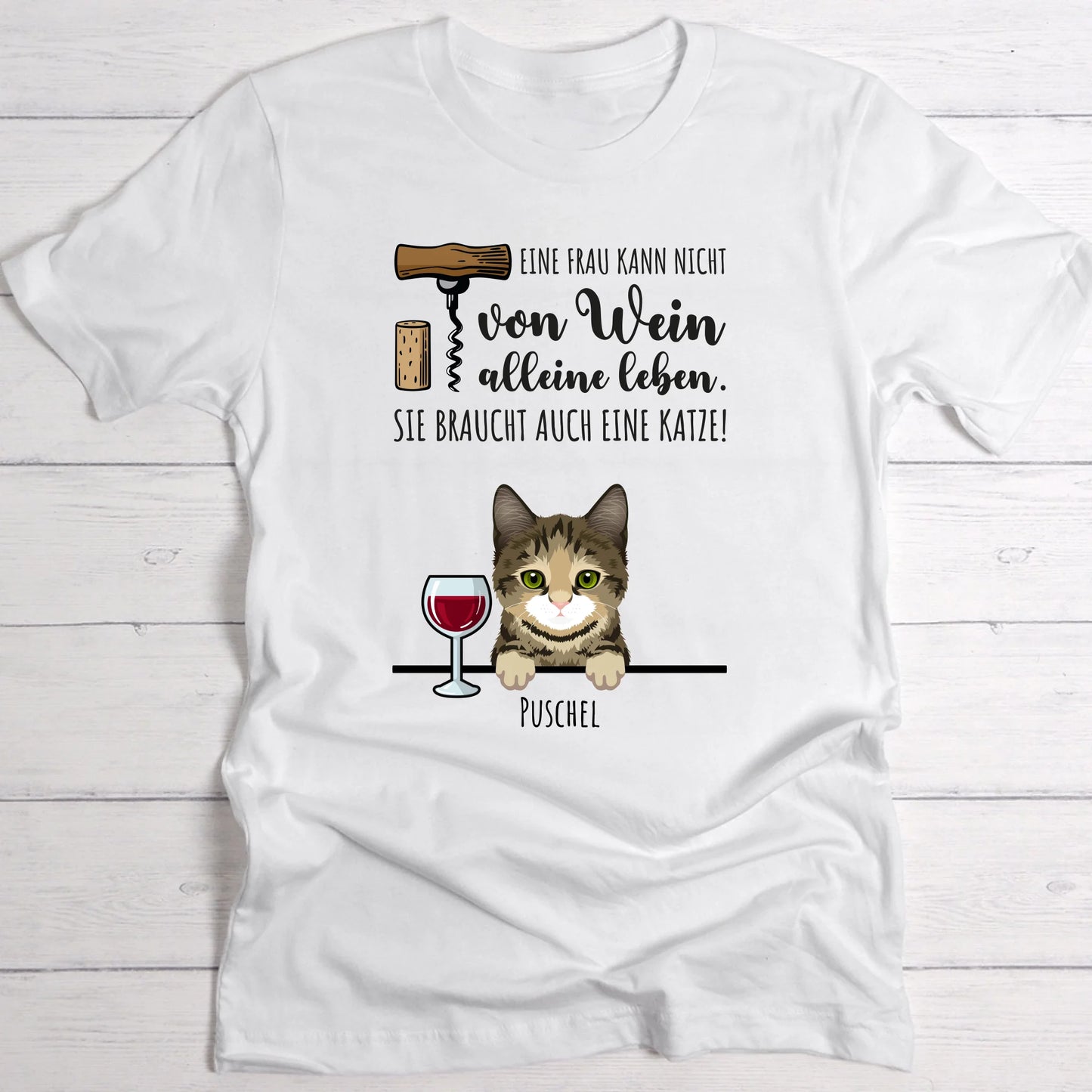 Wein & Miau - Individuelles T-Shirt