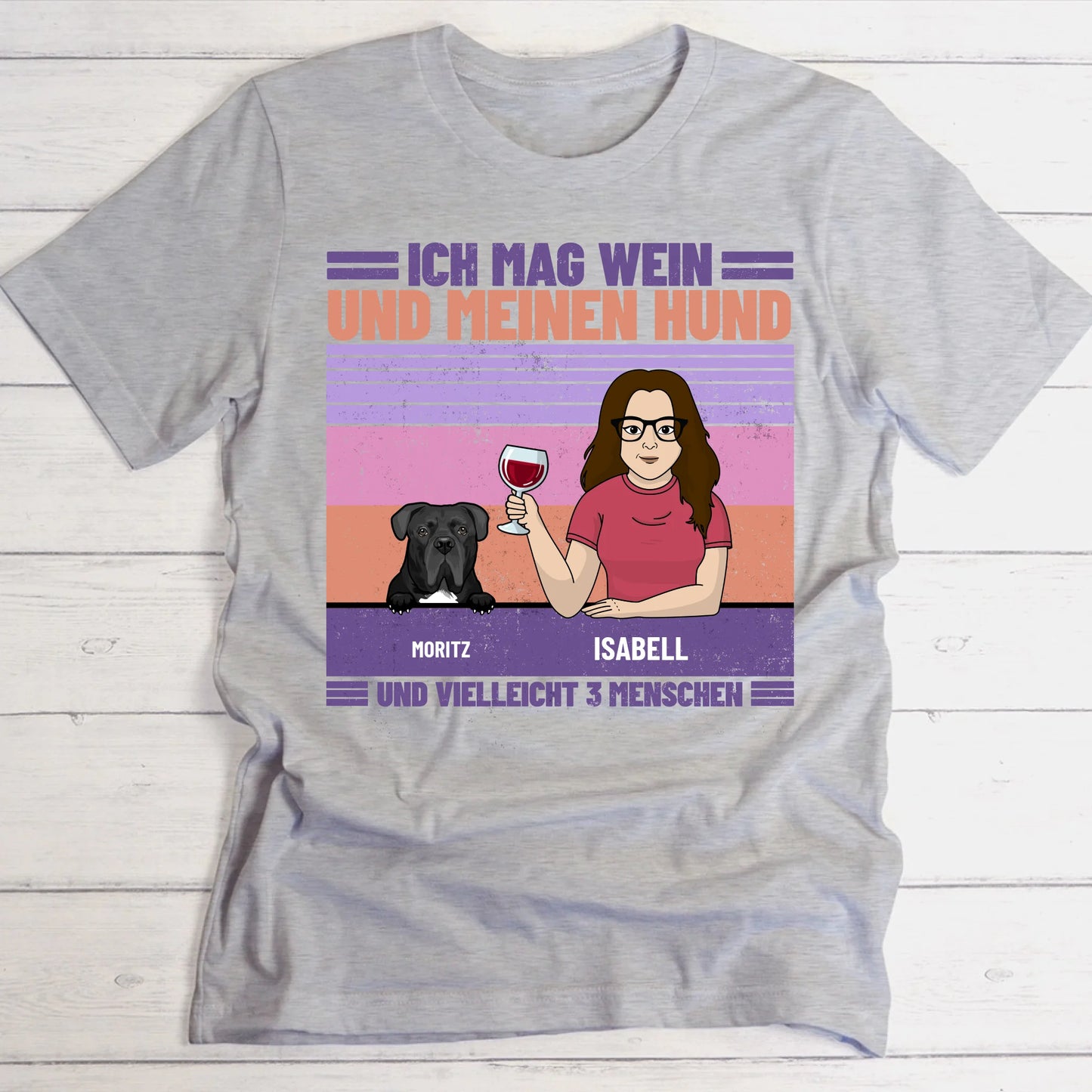Ich mag Wein und meine Haustiere - Individuelles T-Shirt