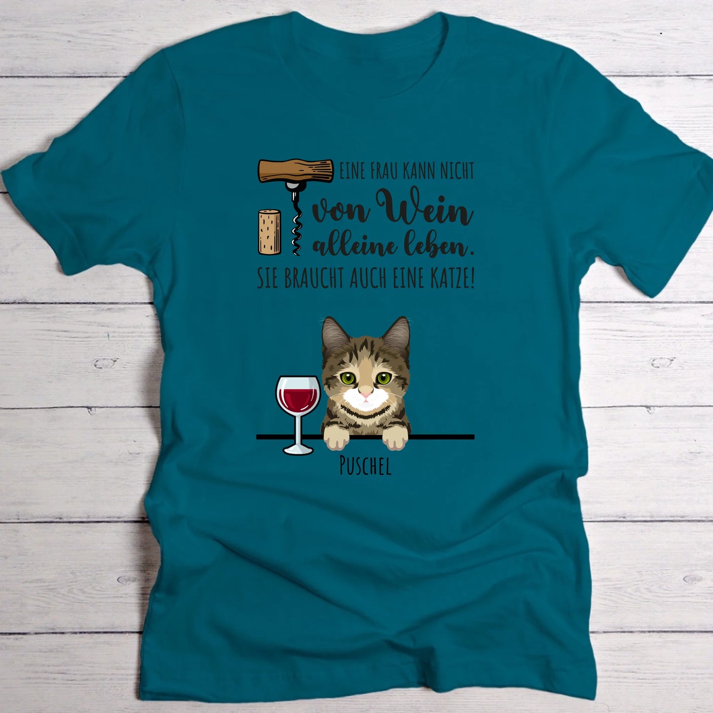 Wein & Miau - Individuelles T-Shirt