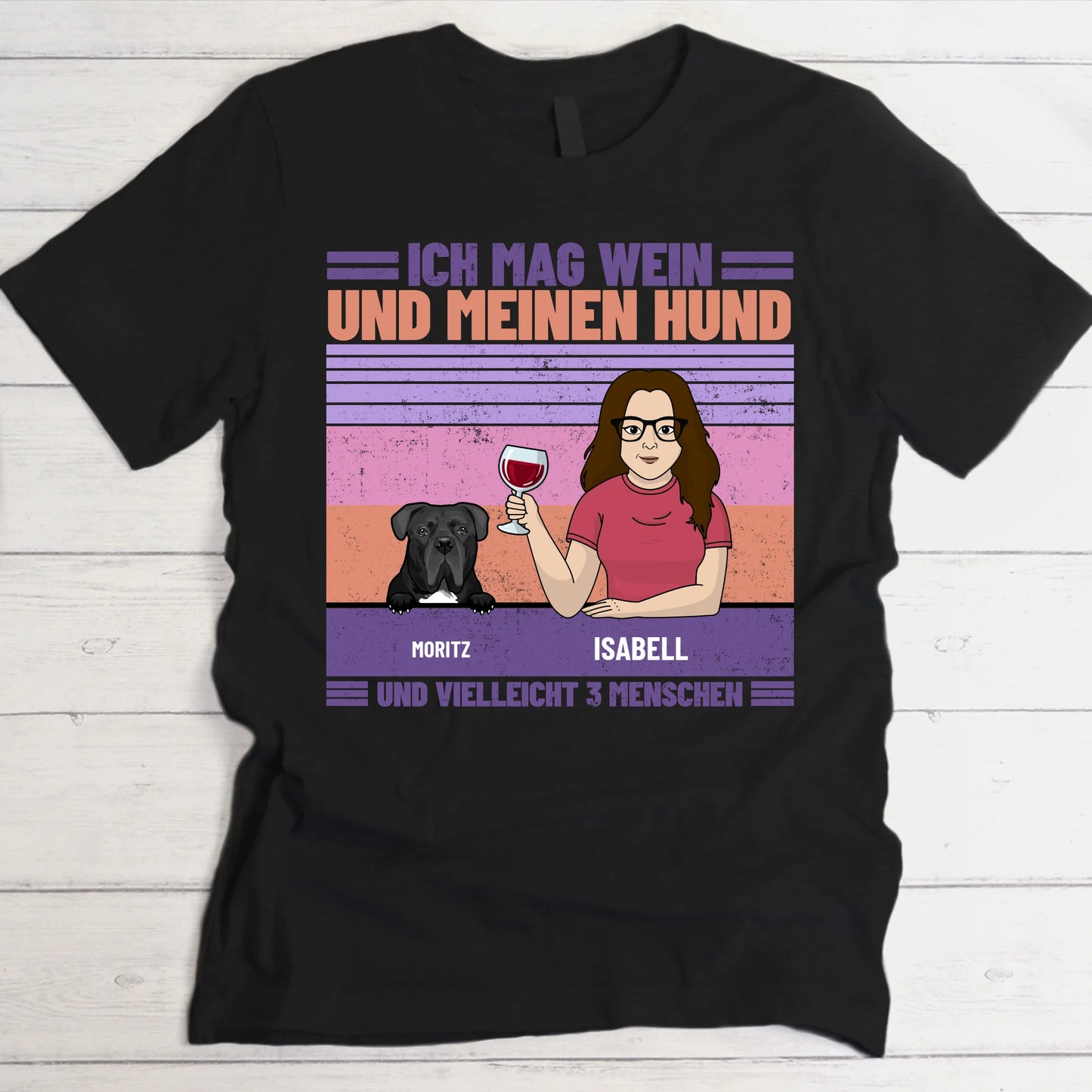 Ich mag Wein und meine Haustiere - Individuelles T-Shirt