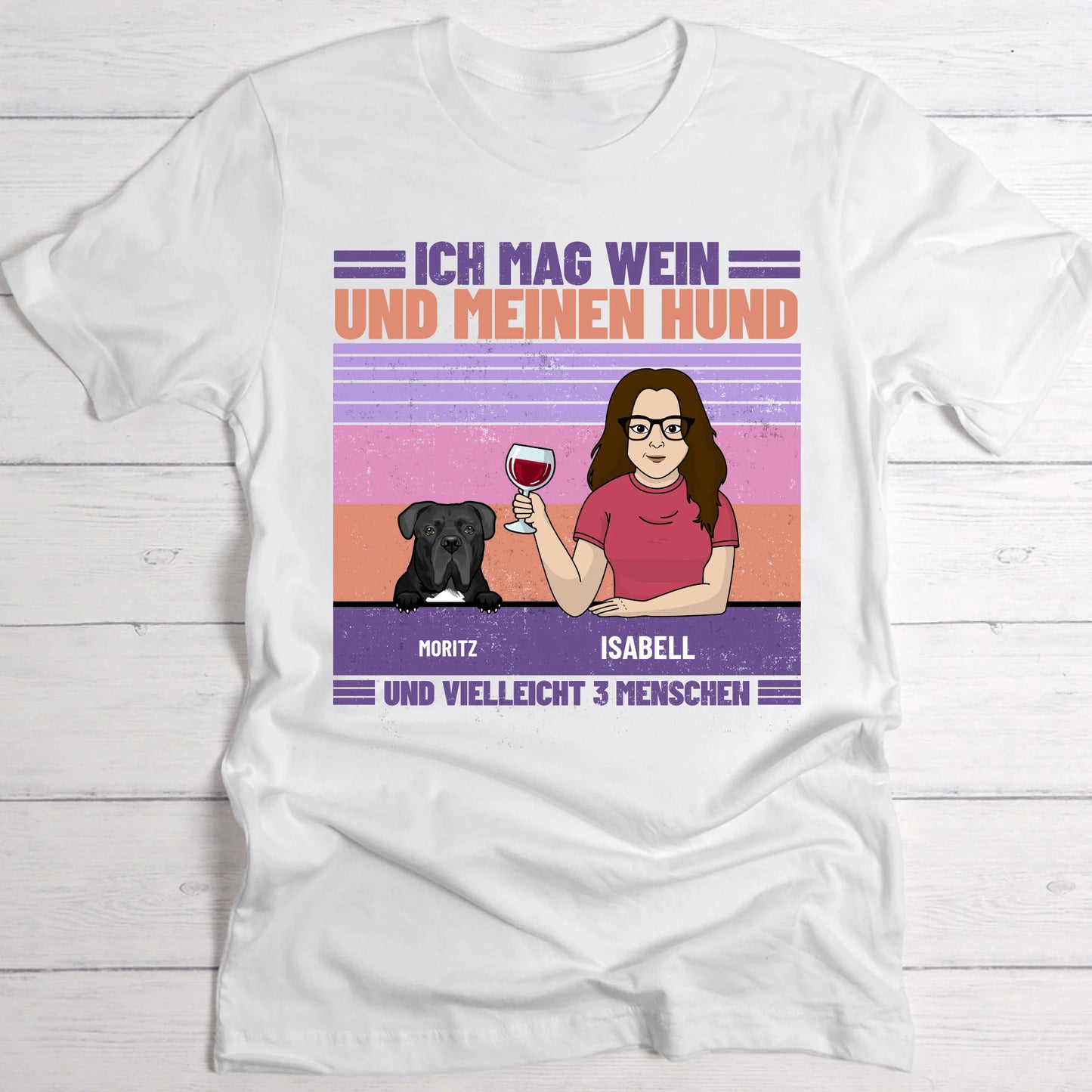 Ich mag Wein und meine Haustiere - Individuelles T-Shirt