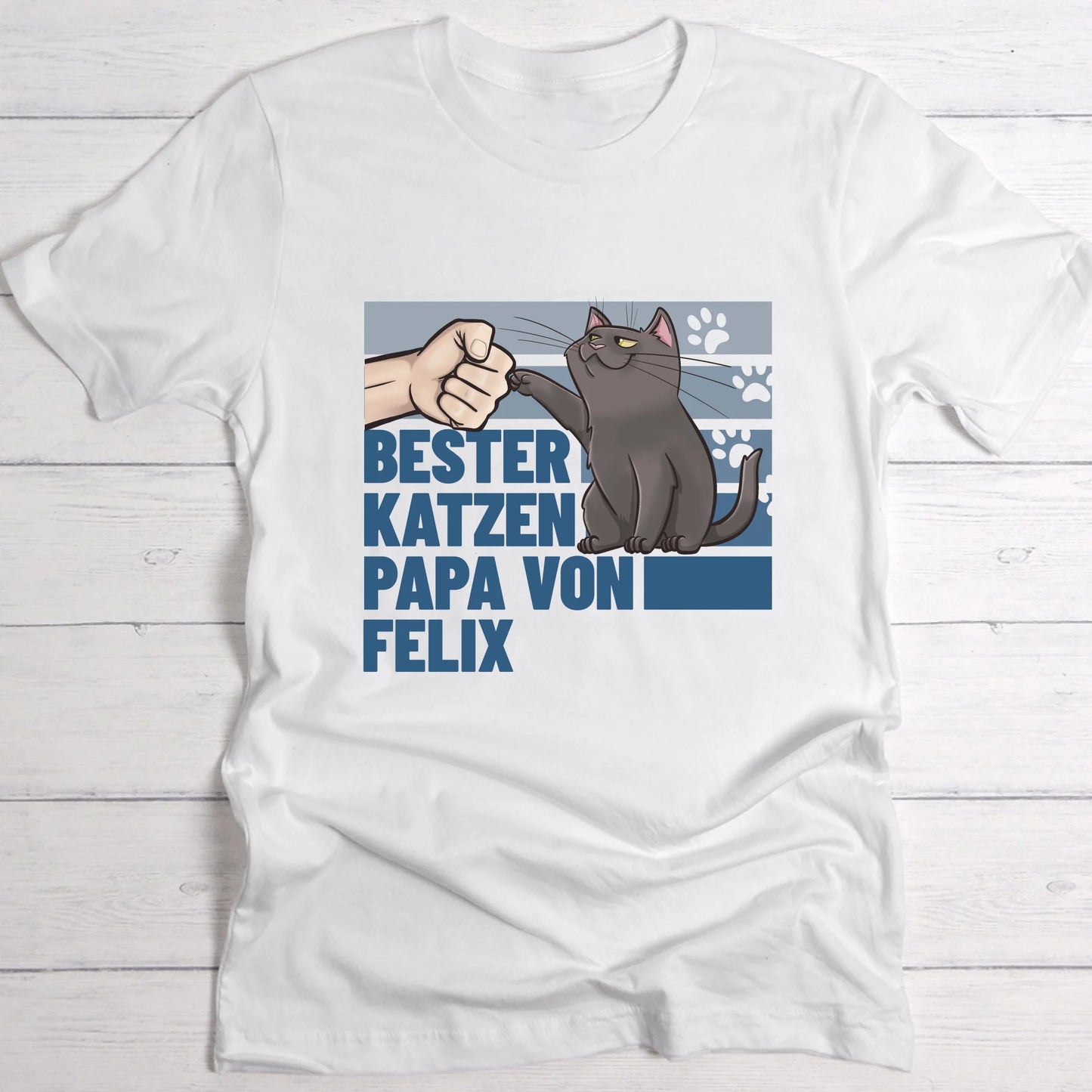 Bester Katzenpapa von … - Individuelles T-Shirt