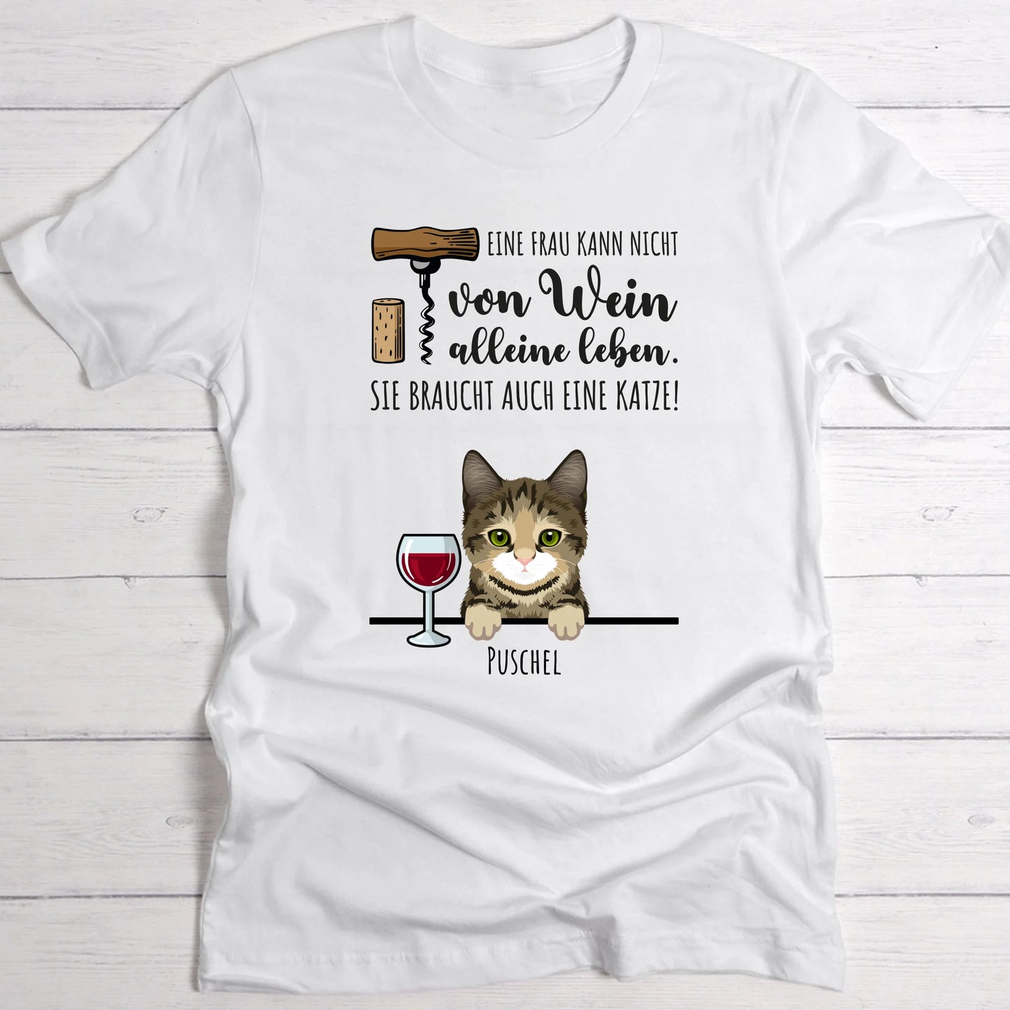 Wein & Miau - Individuelles T-Shirt