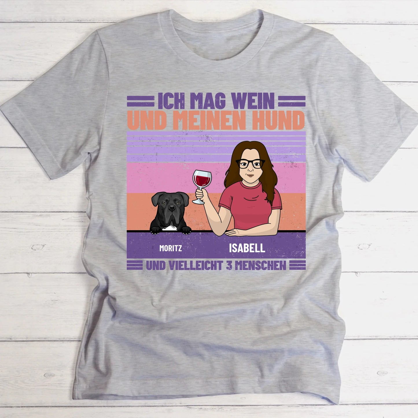 Ich mag Wein und meine Haustiere - Individuelles T-Shirt