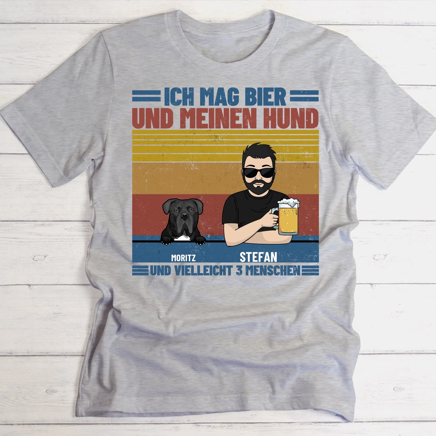 Ich mag Bier und meine Haustiere - Individuelles T-Shirt