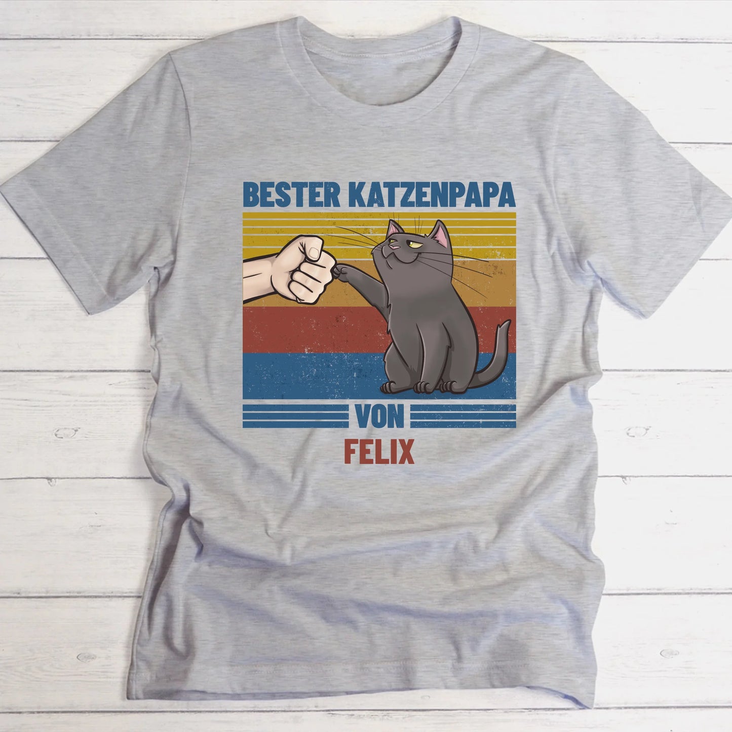 Bester Katzenvater von … - Individuelles T-Shirt