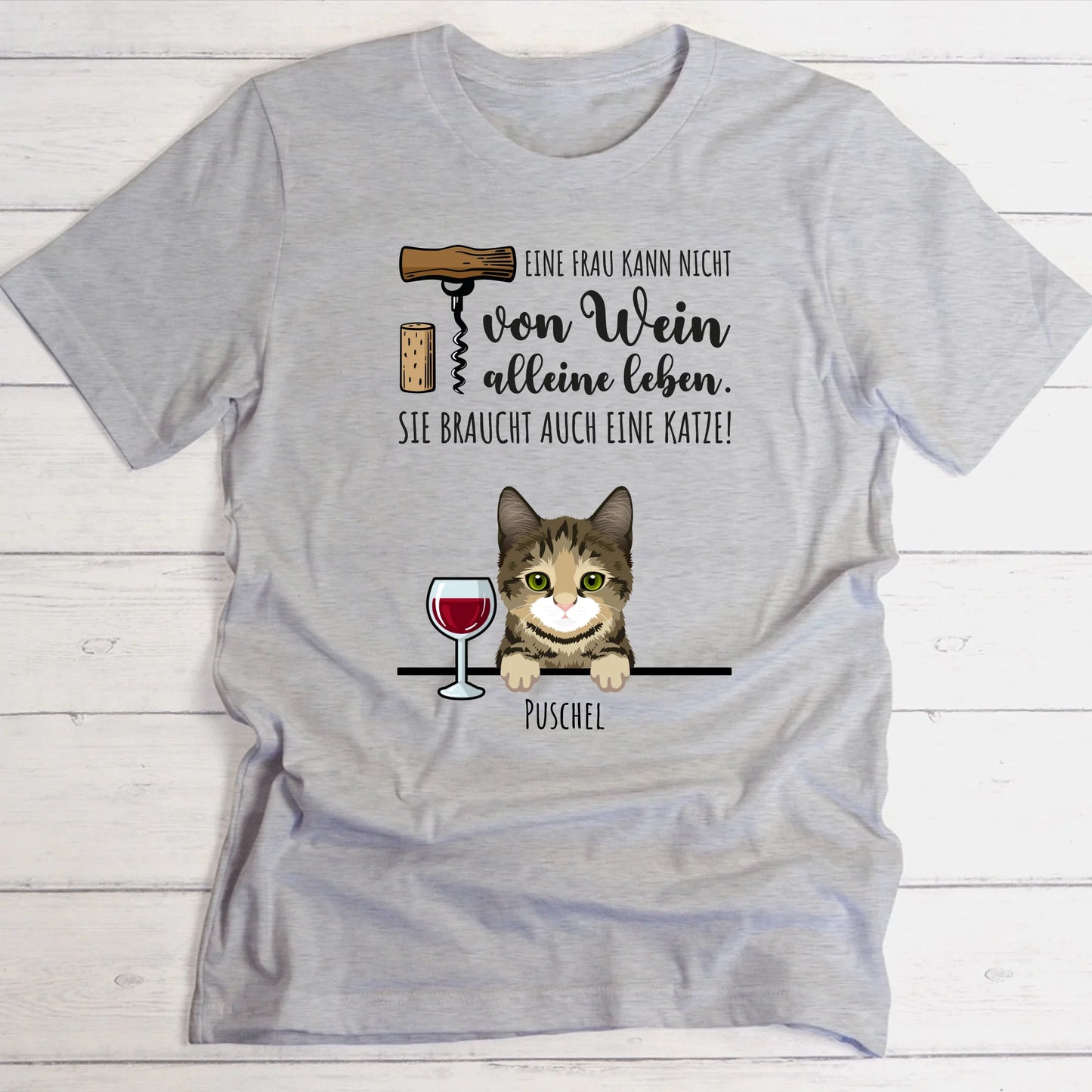 Wein & Miau - Individuelles T-Shirt