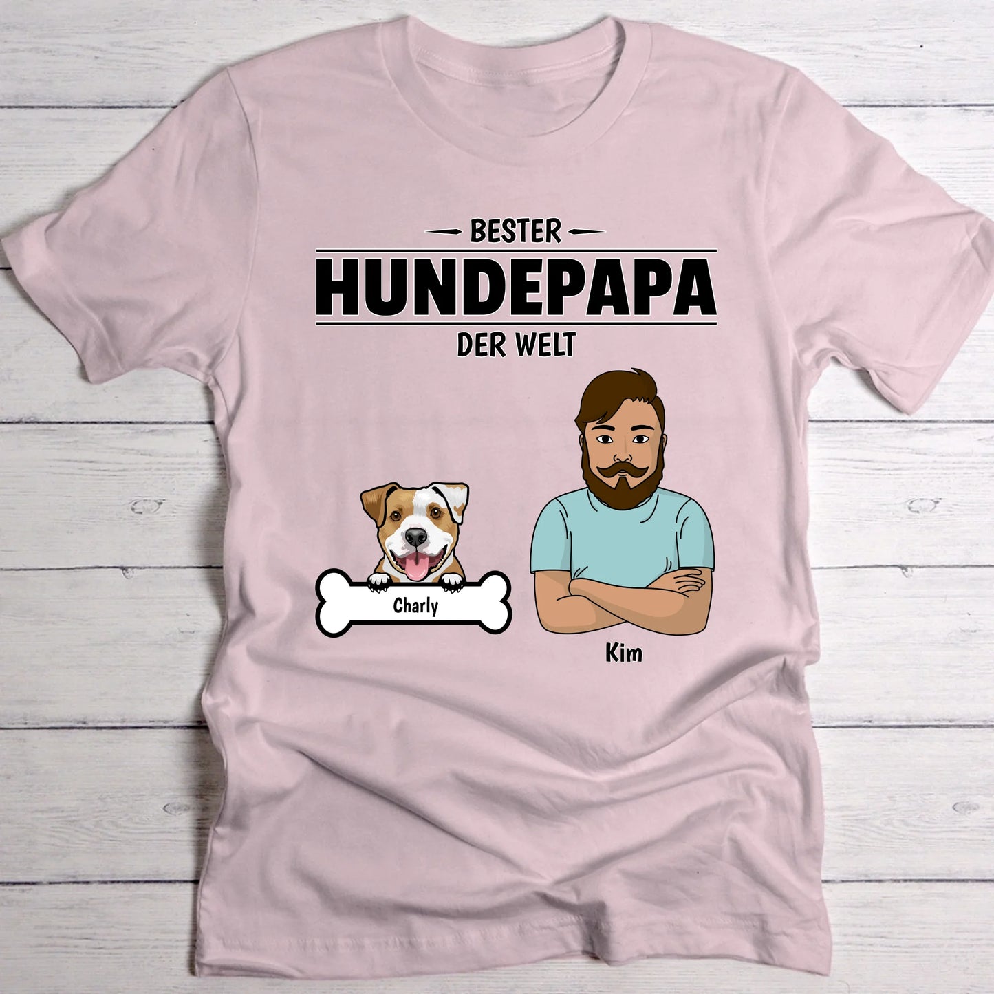Bester Hundepapa der Welt - Individuelles T-Shirt