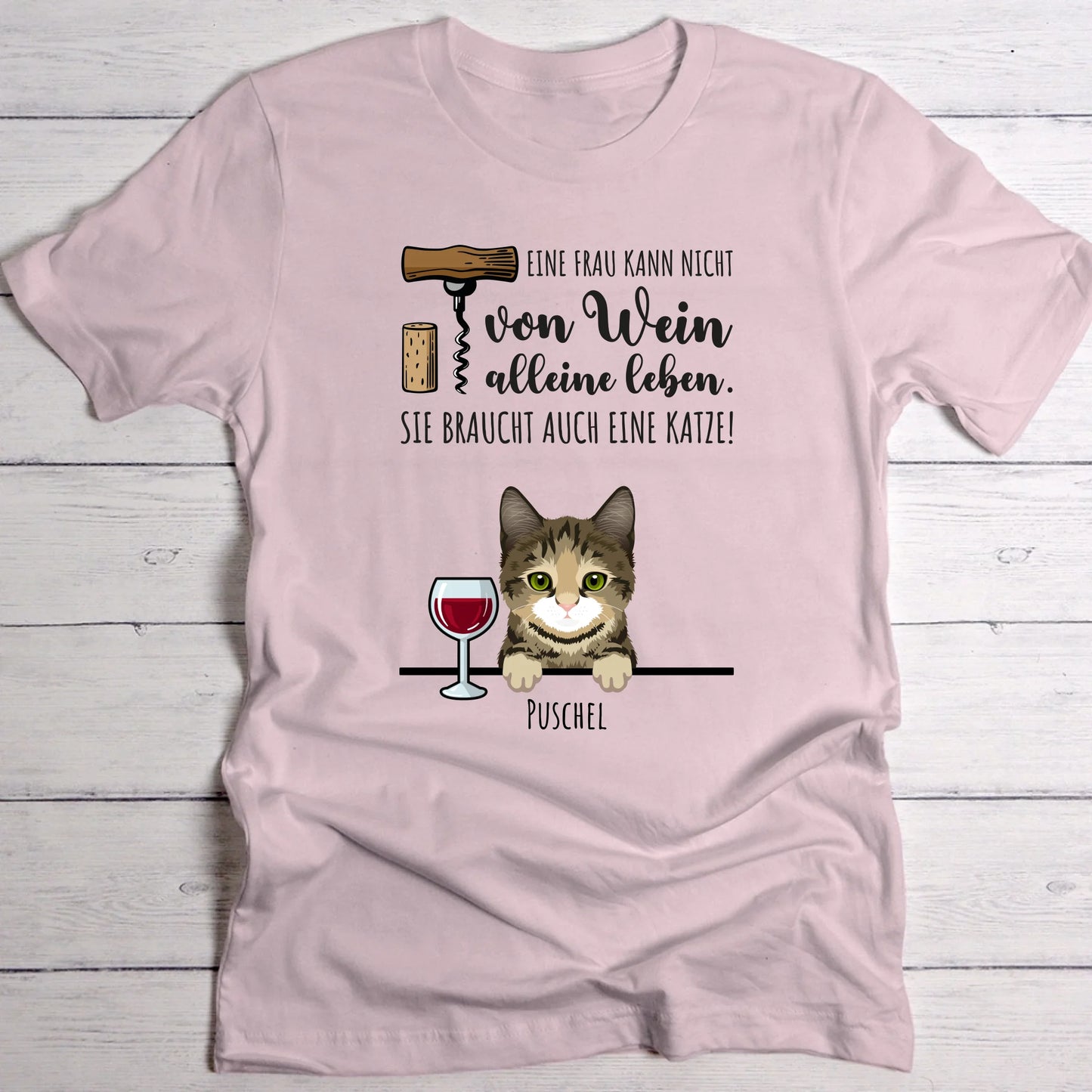 Wein & Miau - Individuelles T-Shirt