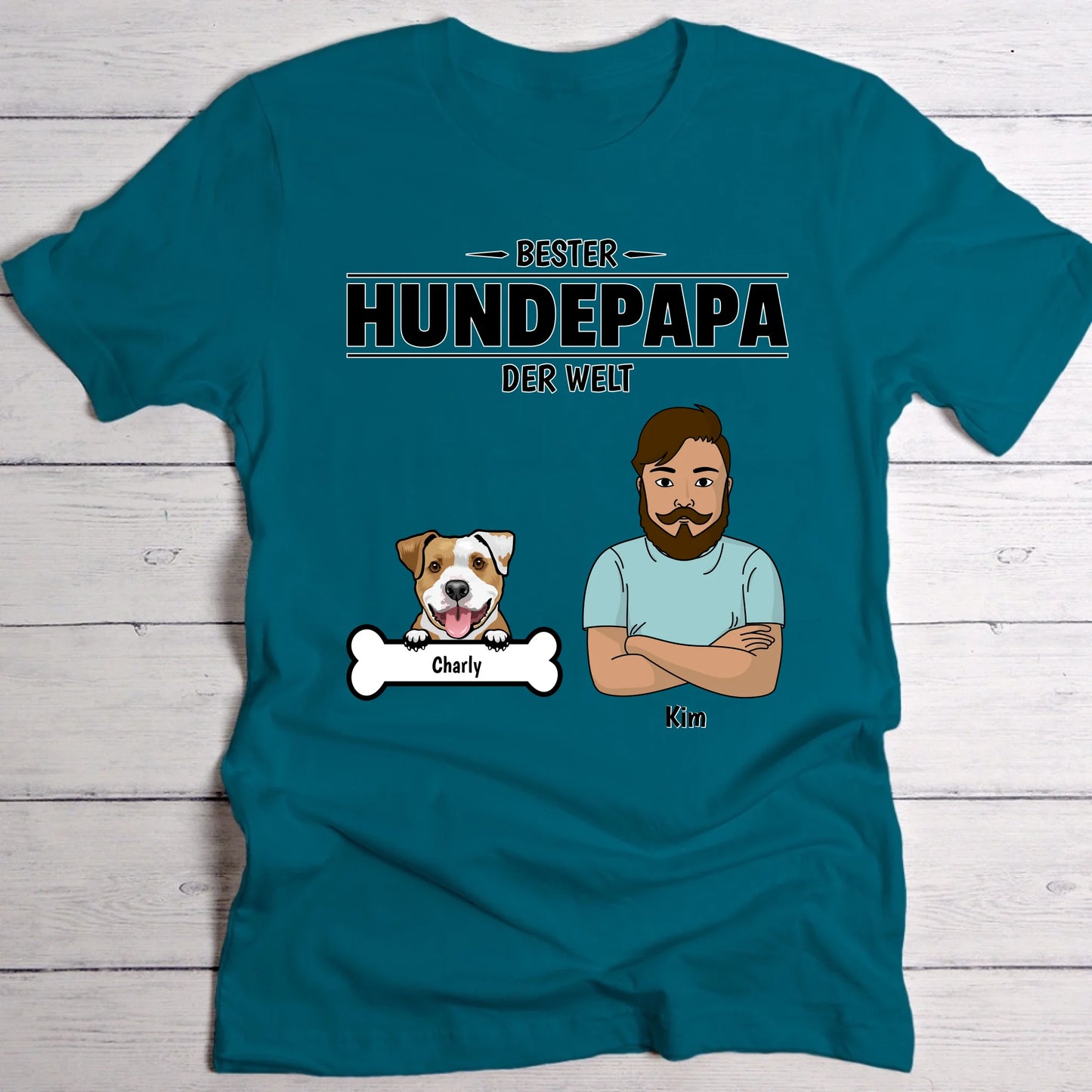 Bester Hundepapa der Welt - Individuelles T-Shirt