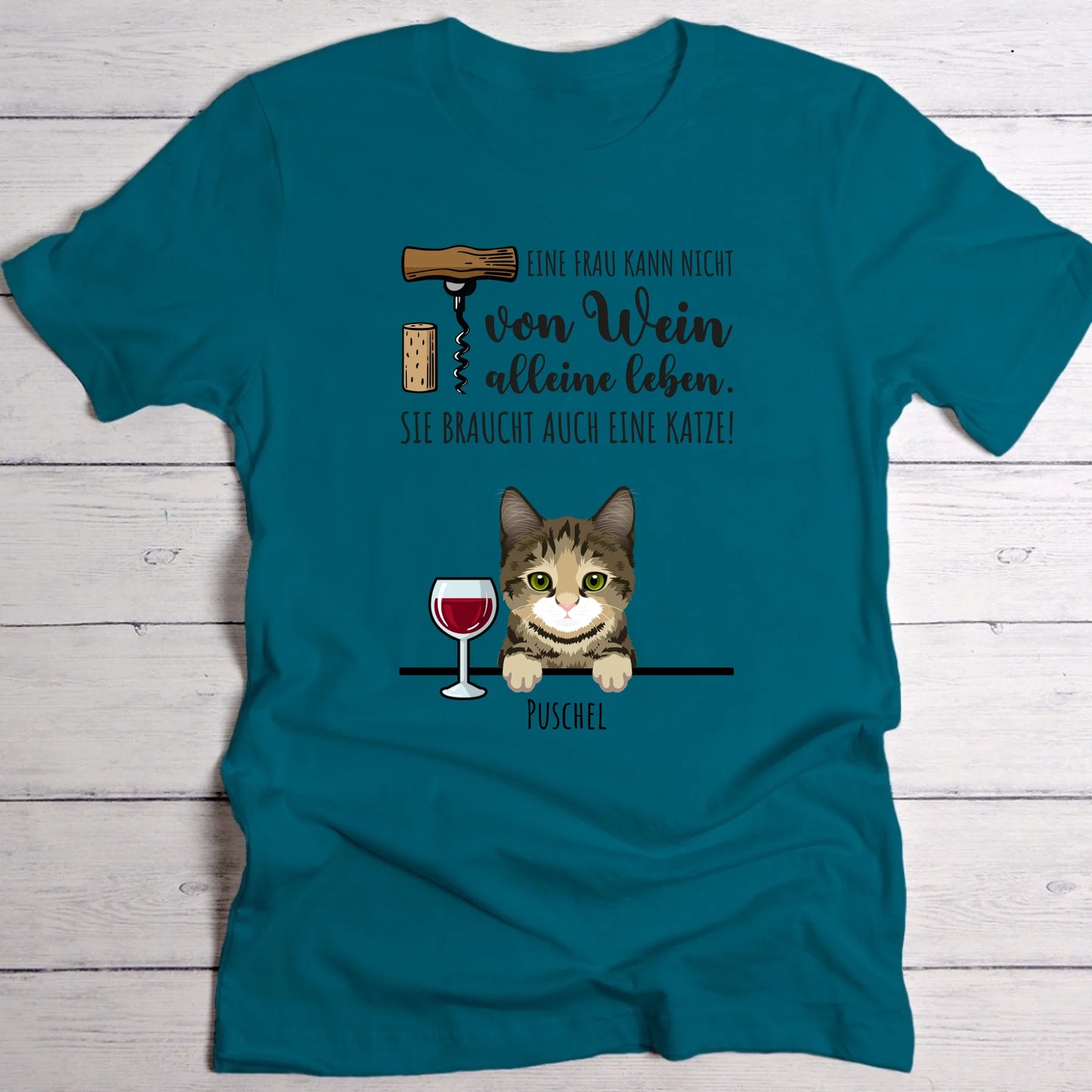 Wein & Miau - Individuelles T-Shirt