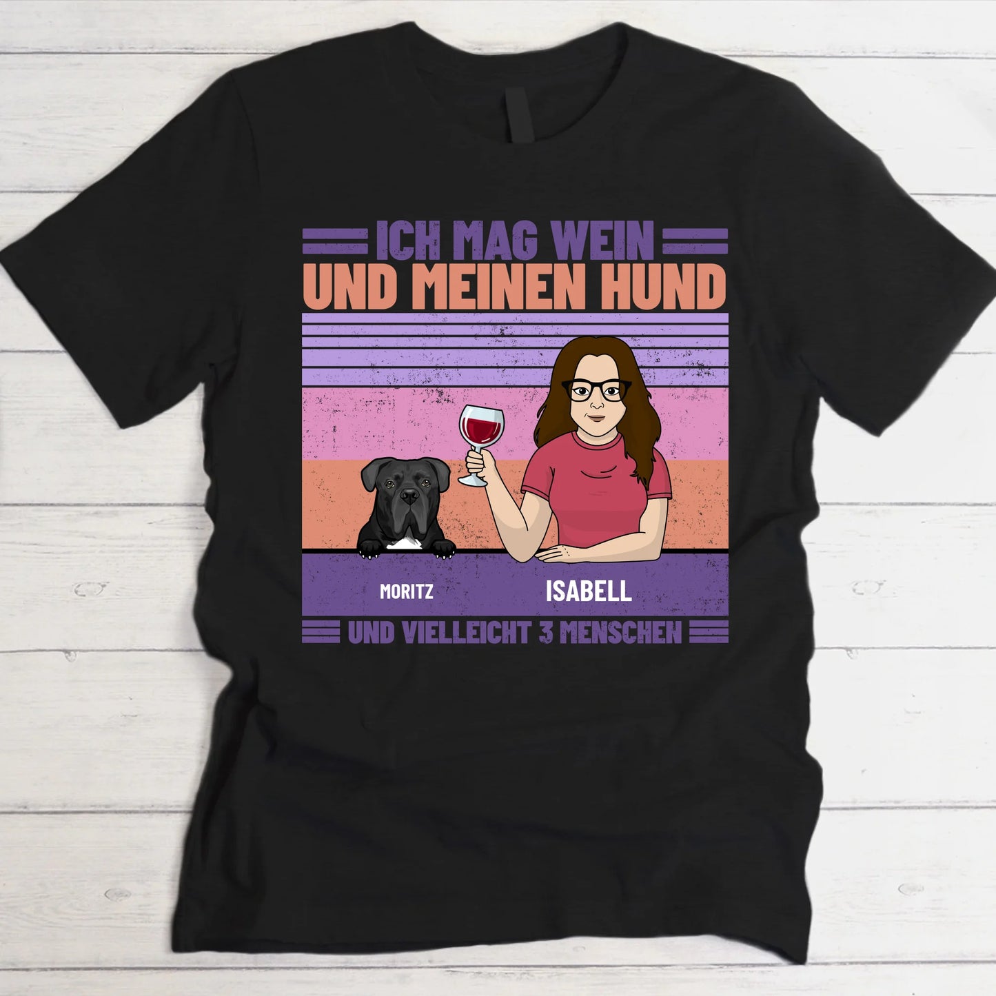 Ich mag Wein und meine Haustiere - Individuelles T-Shirt