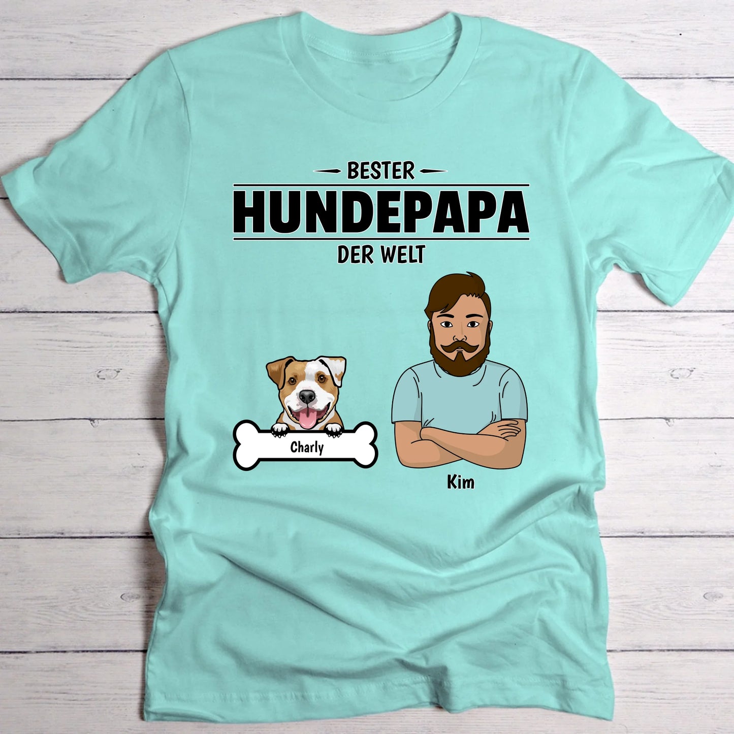 Bester Hundepapa der Welt - Individuelles T-Shirt