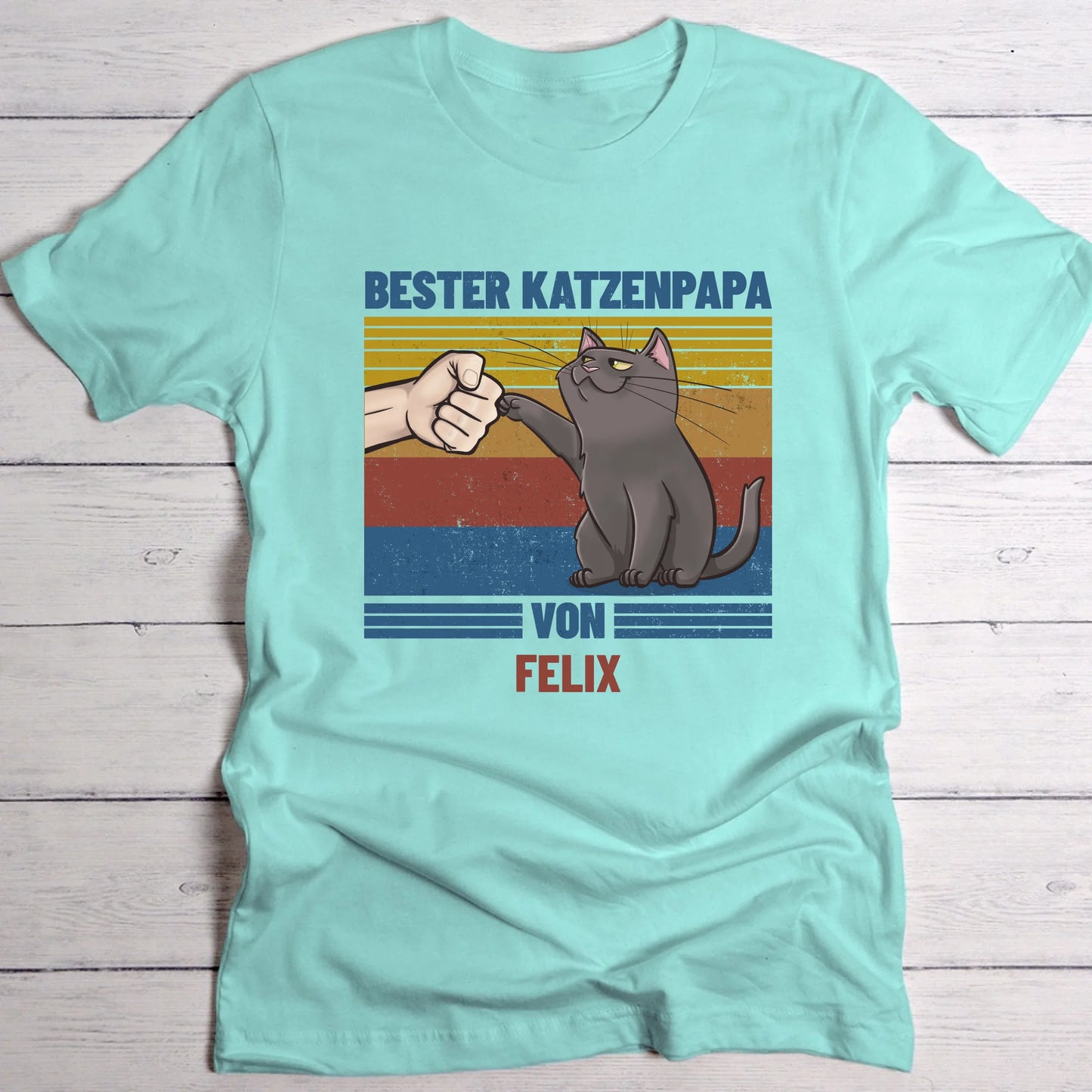 Bester Katzenvater von … - Individuelles T-Shirt