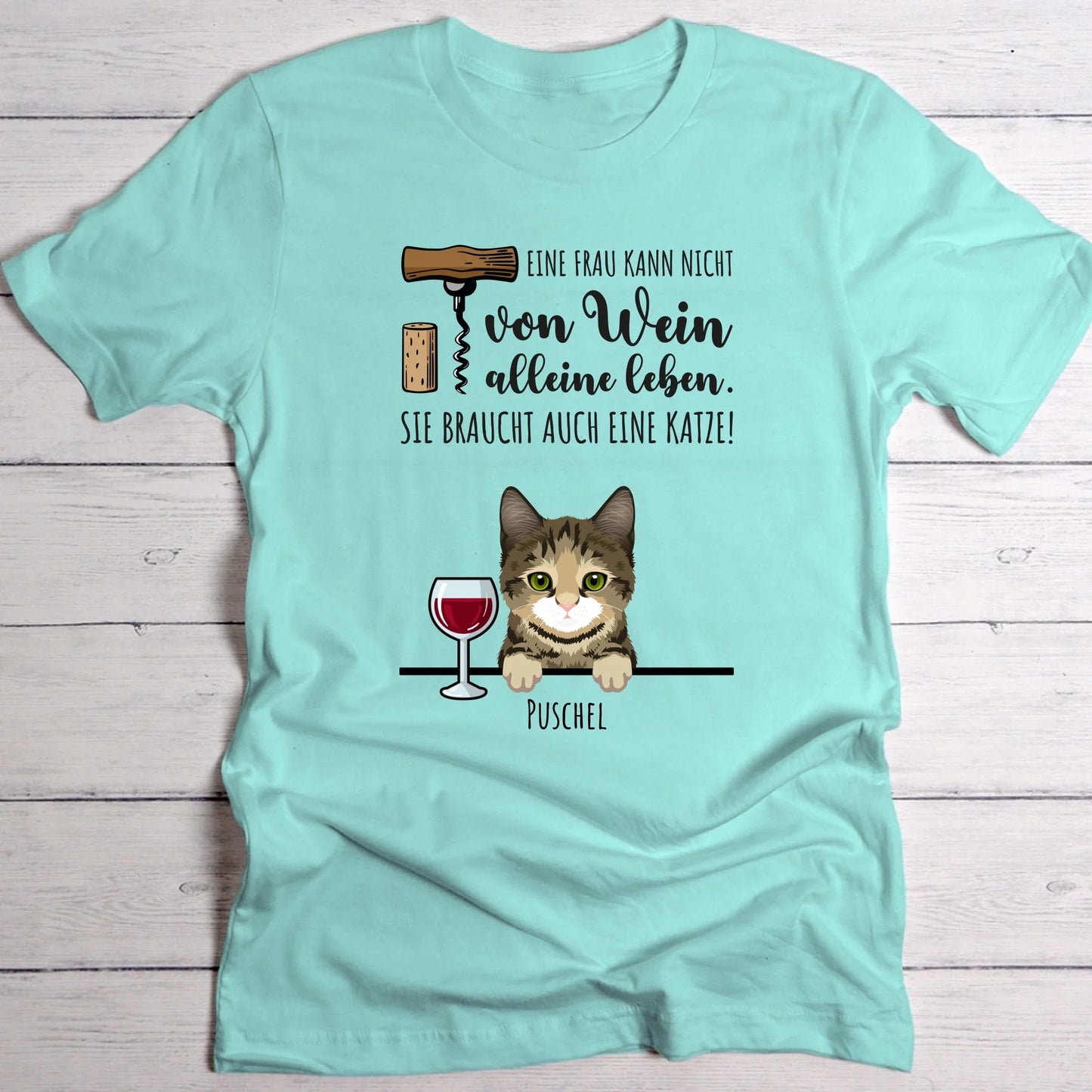 Wein & Miau - Individuelles T-Shirt