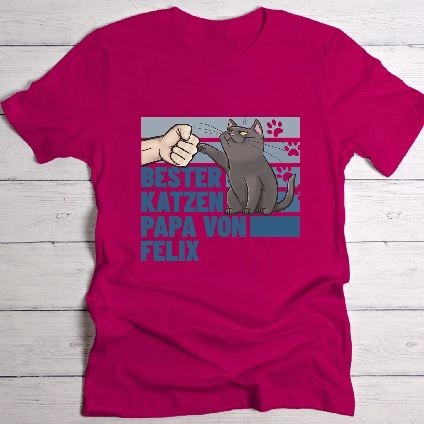 Bester Katzenpapa von … - Individuelles T-Shirt