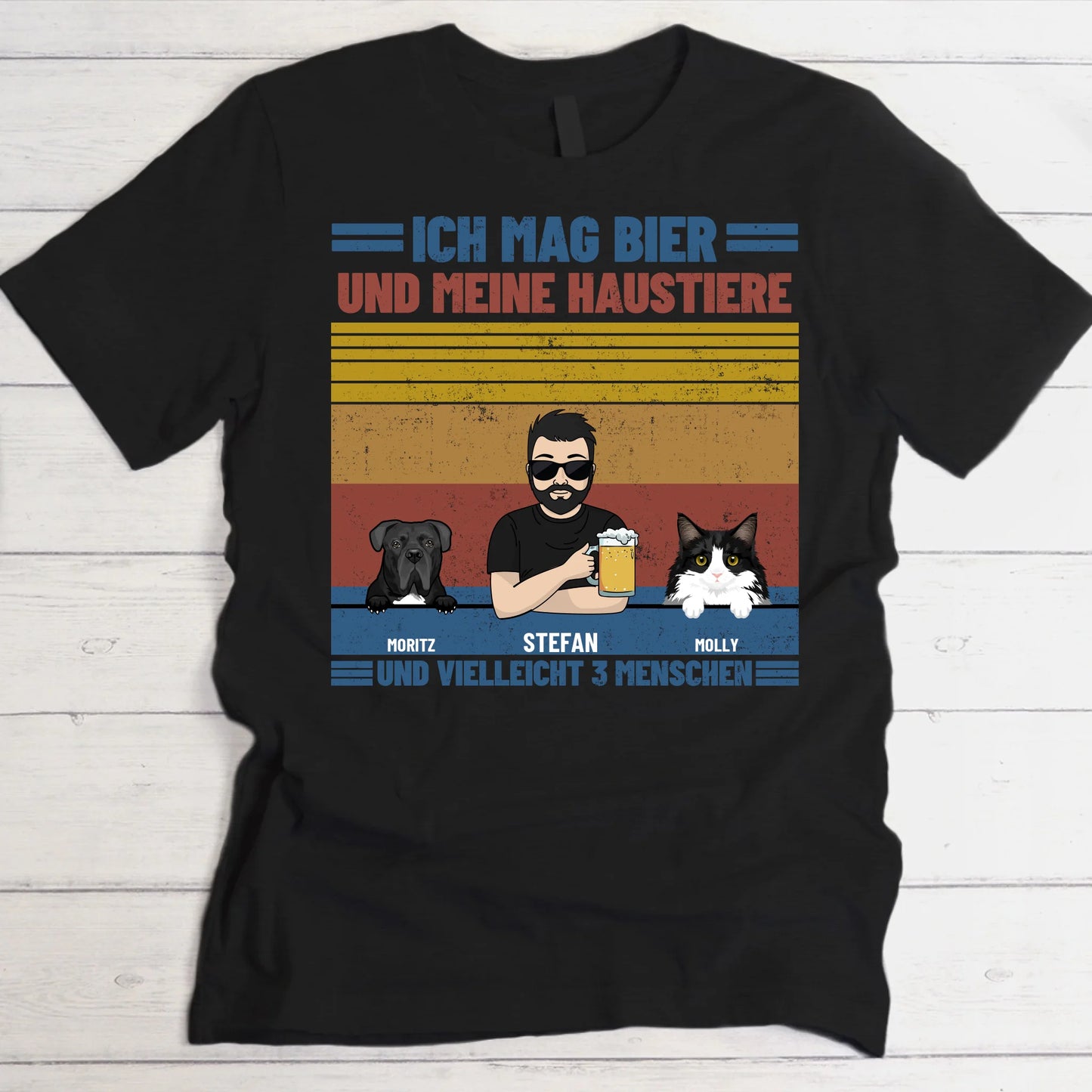 Ich mag Bier und meine Haustiere - Individuelles T-Shirt