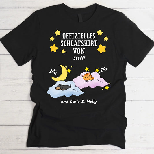 Schlafshirt mit schläfrigem Haustier - Individuelles T-Shirt