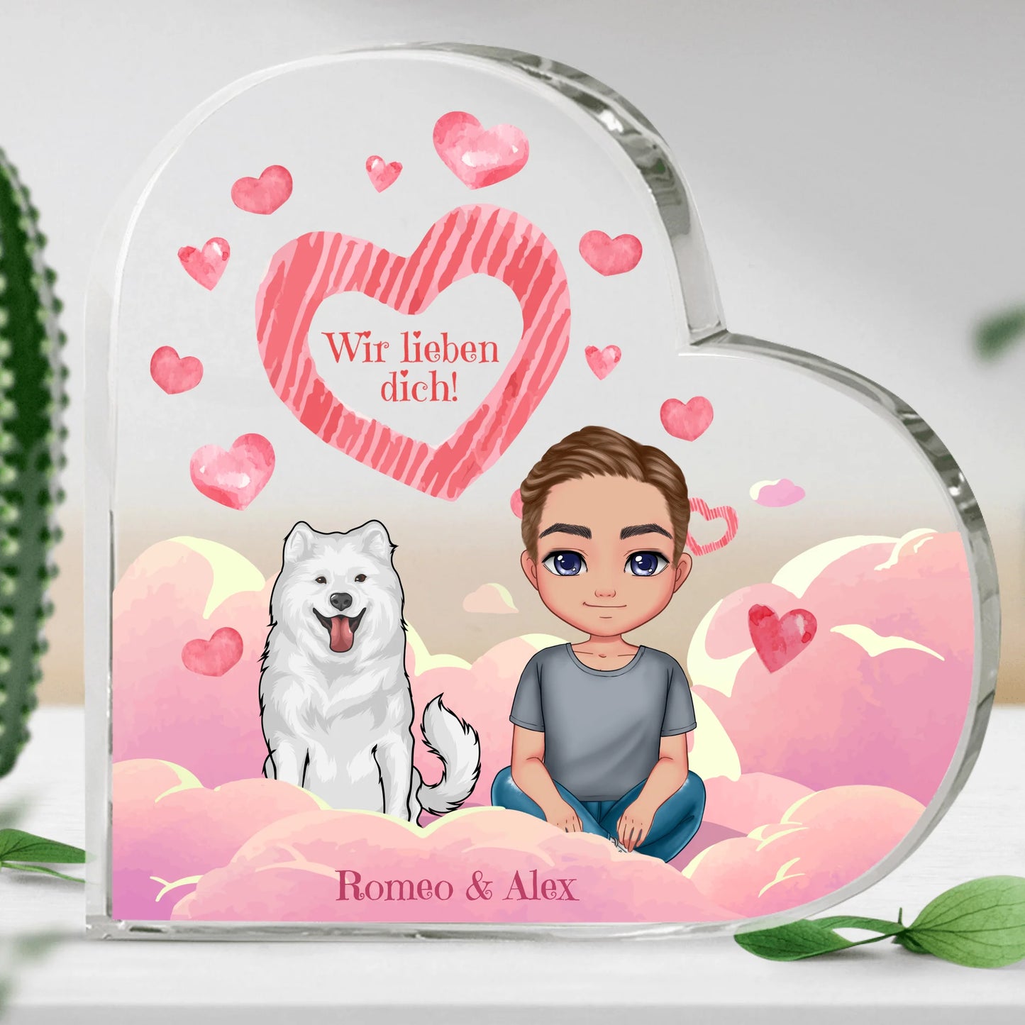 Wir lieben dich - Individuelles Glasherz