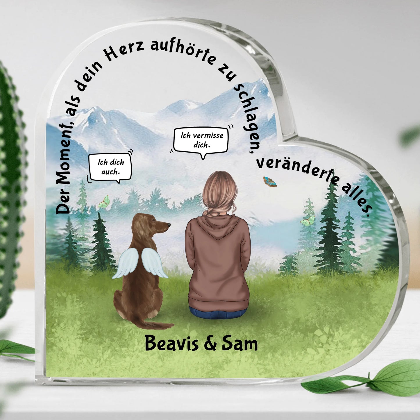 Der Moment mit Haustieren - Individuelles Glasherz