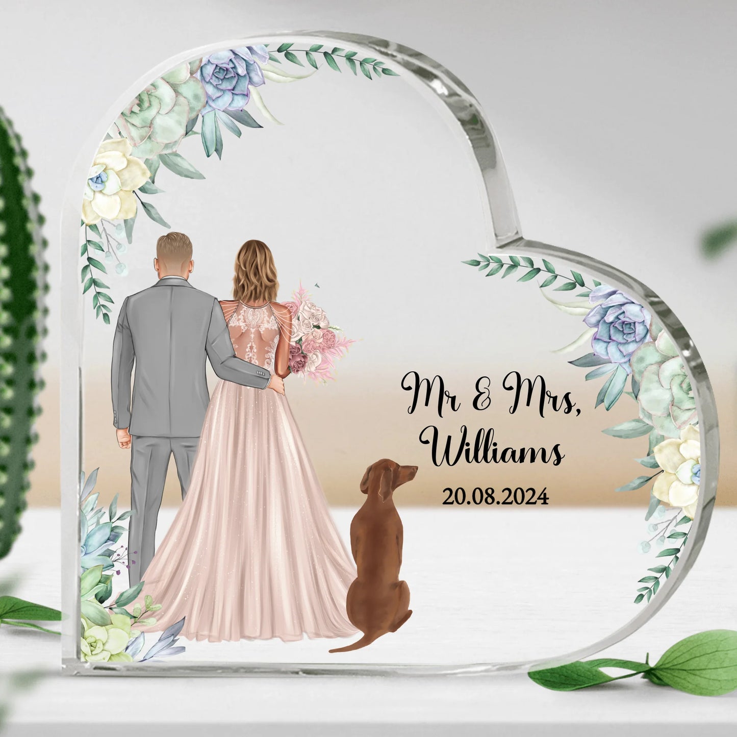 Unser Hochzeitstag - Individuelles Glasherz