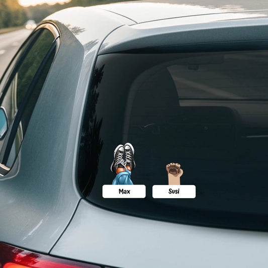 Schuhe und Pfoten - Individueller Autoaufkleber