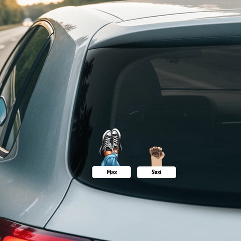 Schuhe und Pfoten - Individueller Autoaufkleber - Featured Image