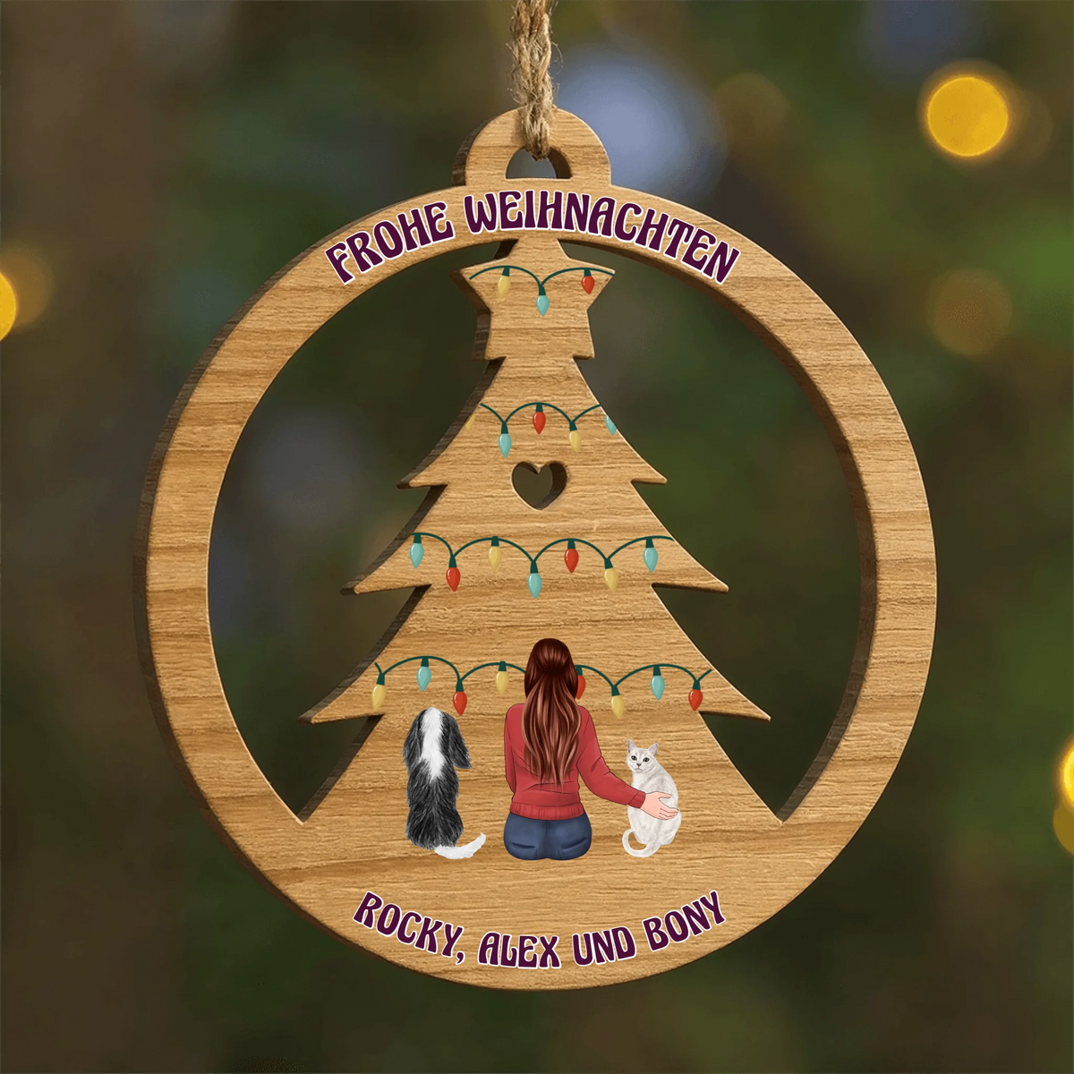 Personalisierter Holzanhänger - Tannenbaum
