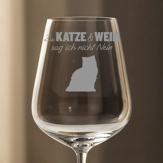 Zu Katze und Wein sag ich nicht nein - Individuelles Weinglas