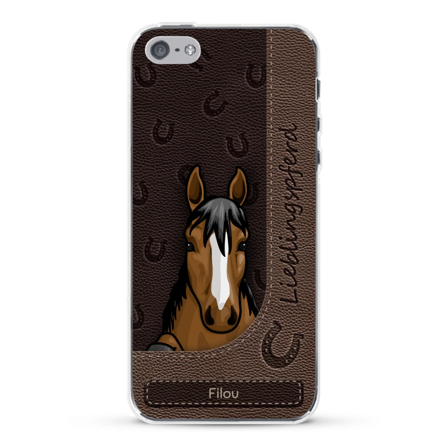 Spähende Pferde Lederoptik - Individuelle Handyhülle