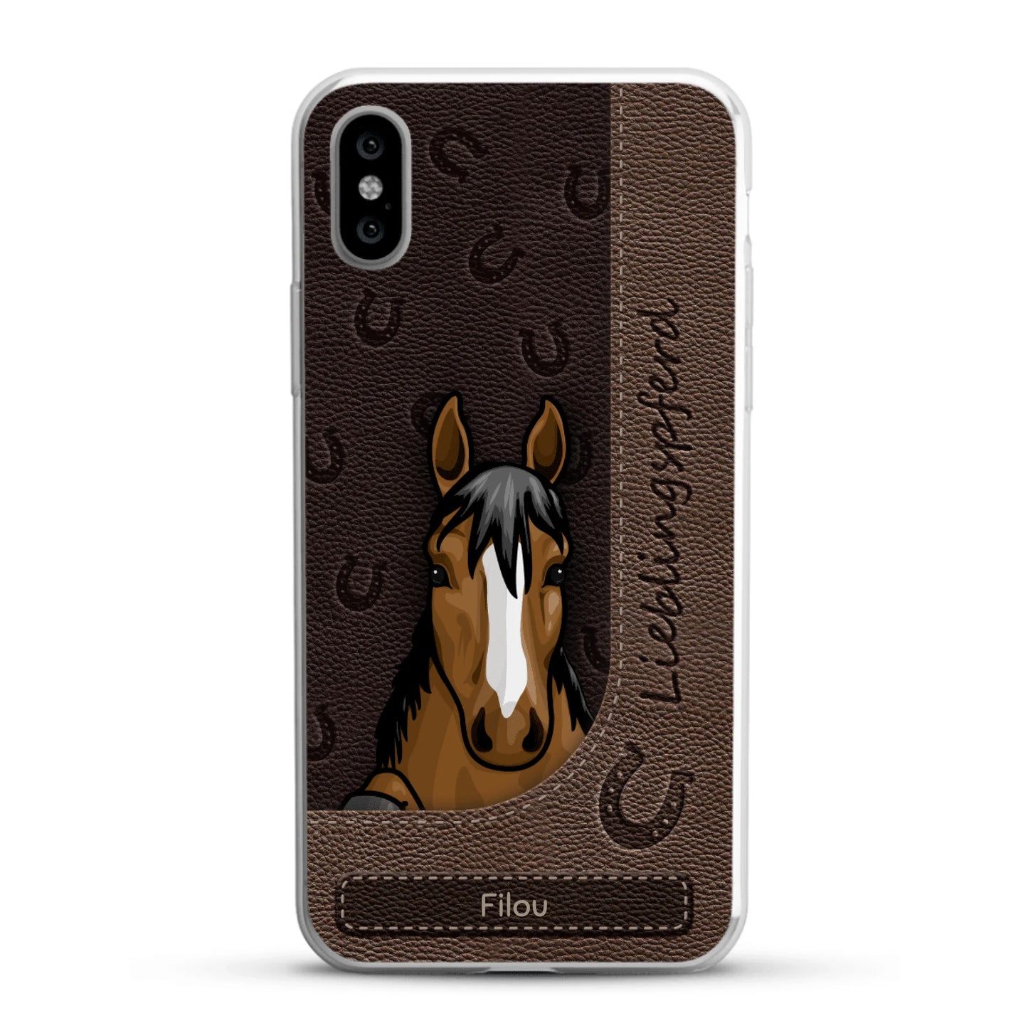 Spähende Pferde Lederoptik - Individuelle Handyhülle