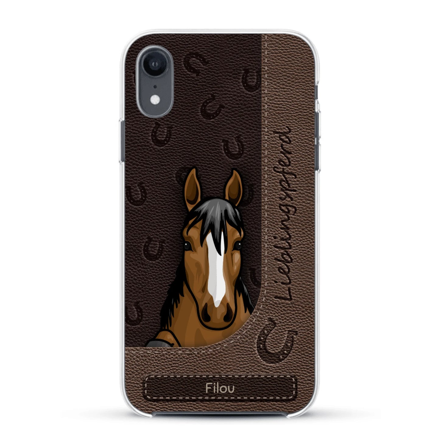 Spähende Pferde Lederoptik - Individuelle Handyhülle