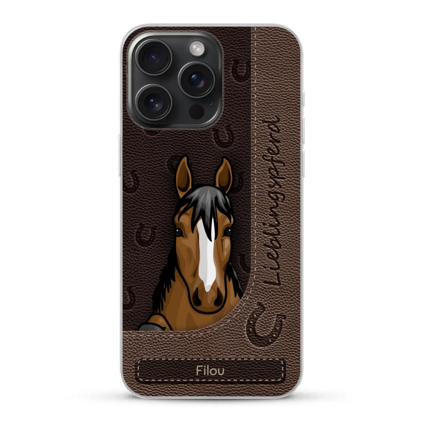 Spähende Pferde Lederoptik - Individuelle Handyhülle