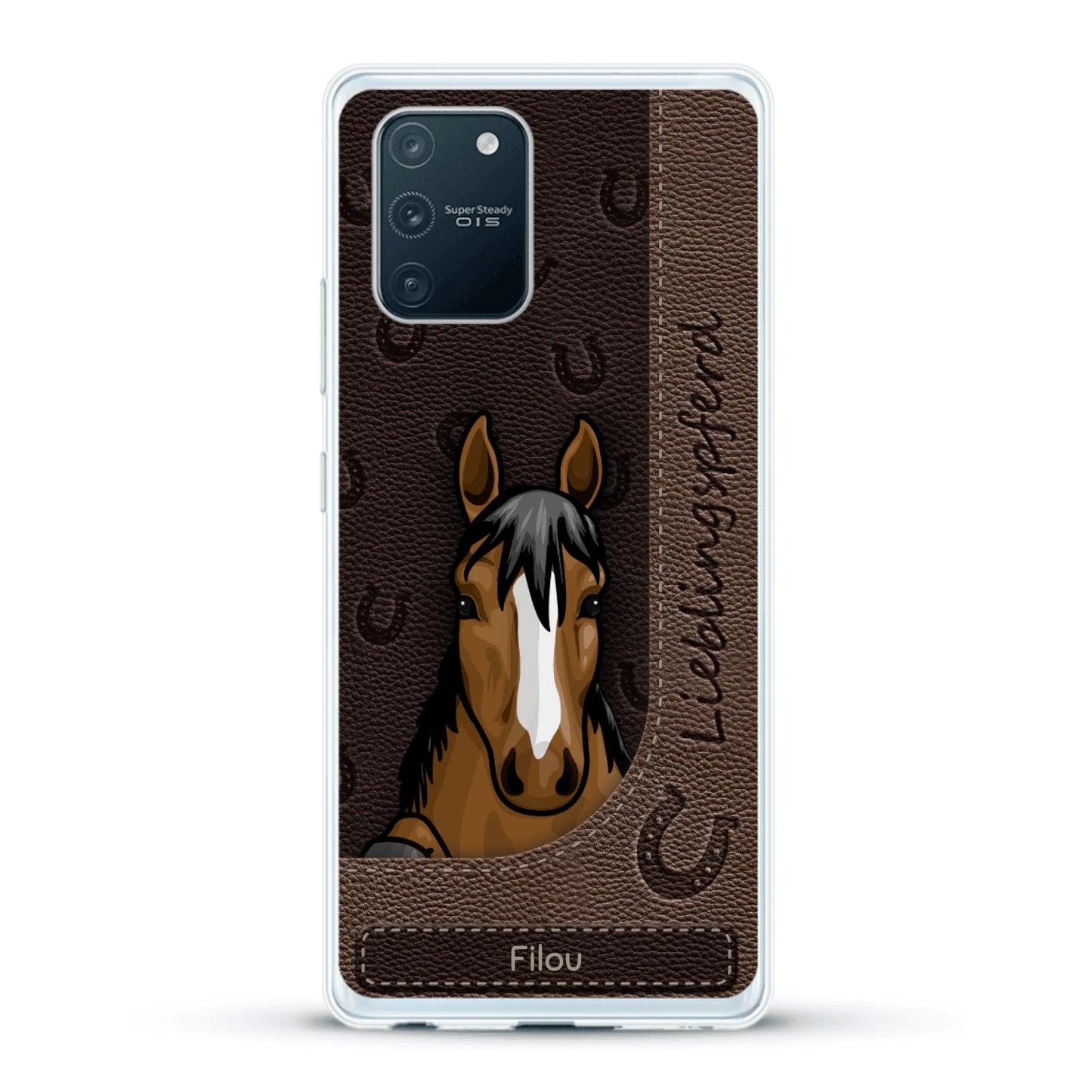 Spähende Pferde Lederoptik - Individuelle Handyhülle