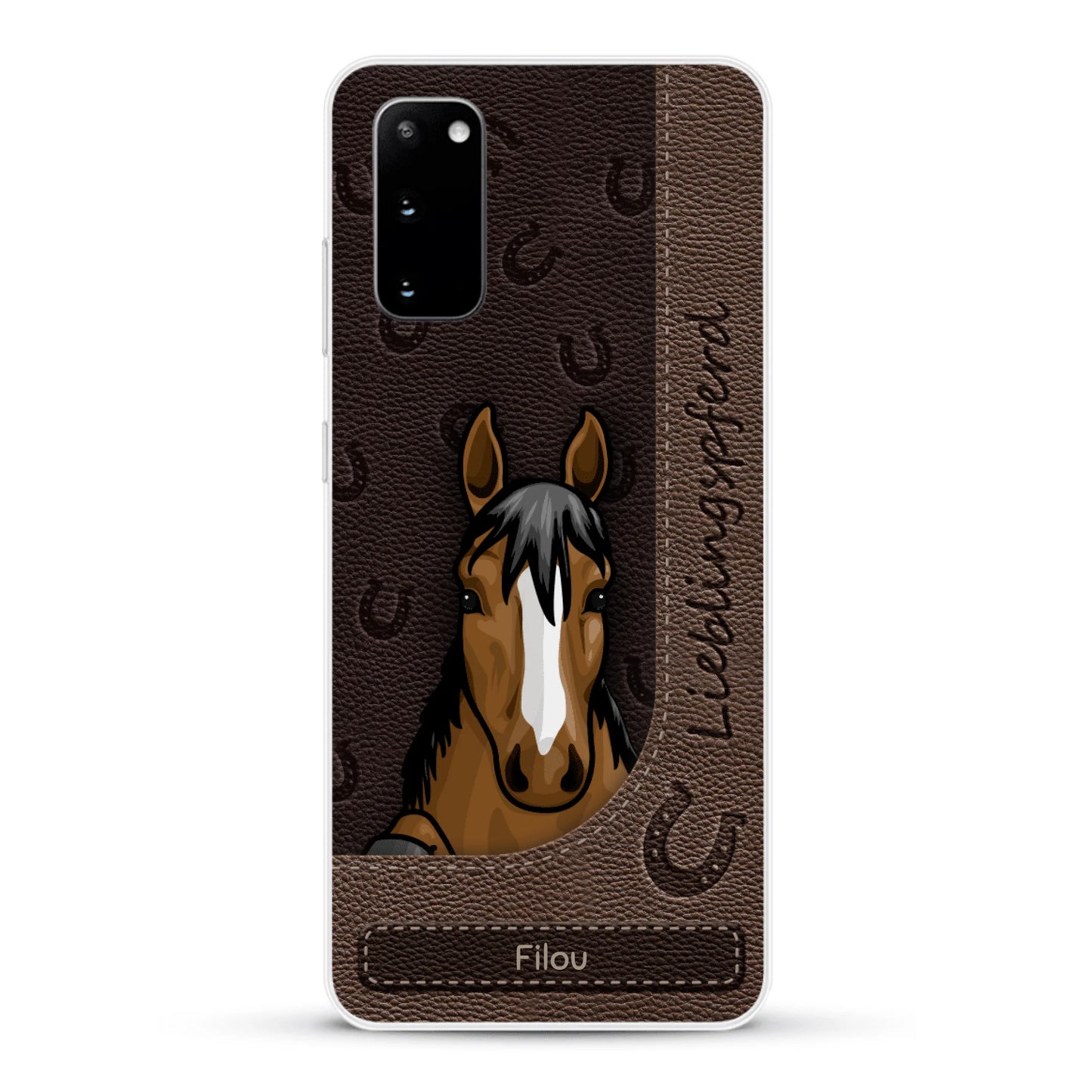 Spähende Pferde Lederoptik - Individuelle Handyhülle