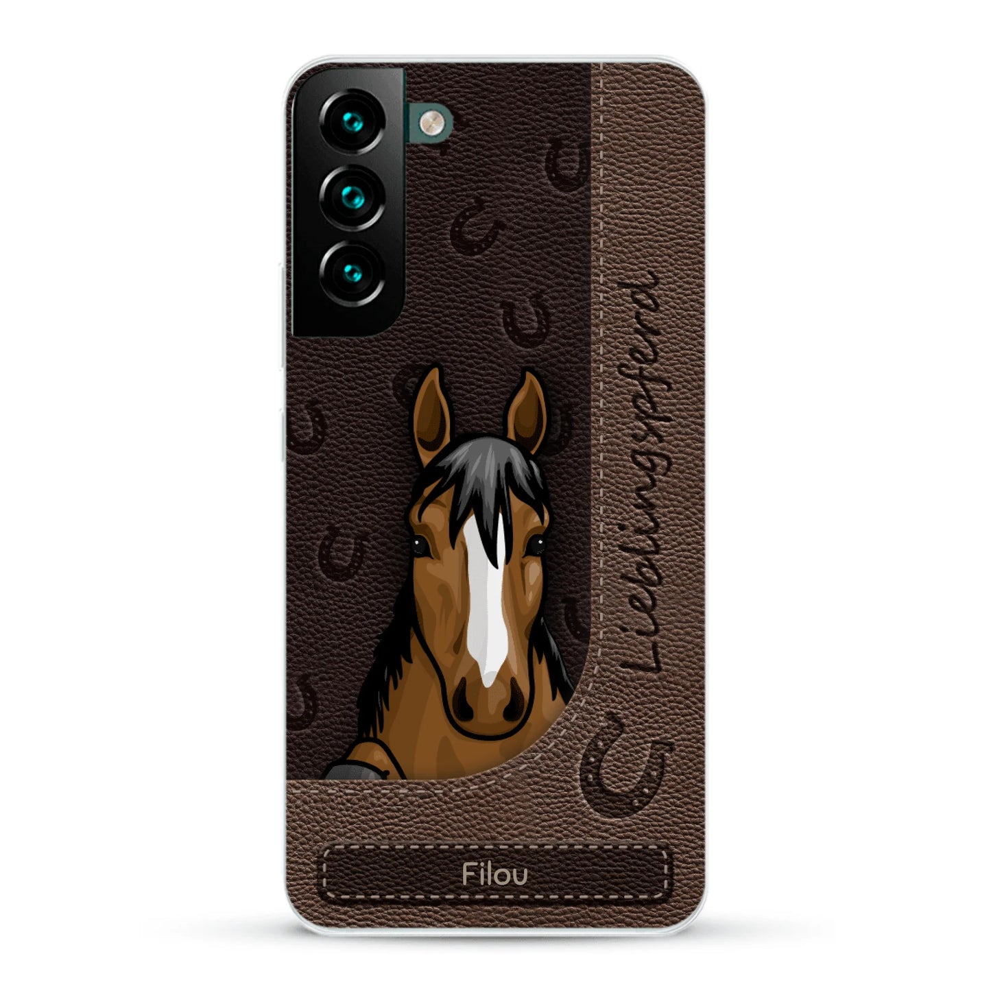 Spähende Pferde Lederoptik - Individuelle Handyhülle