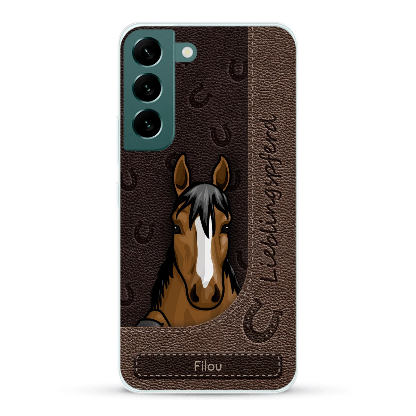 Spähende Pferde Lederoptik - Individuelle Handyhülle