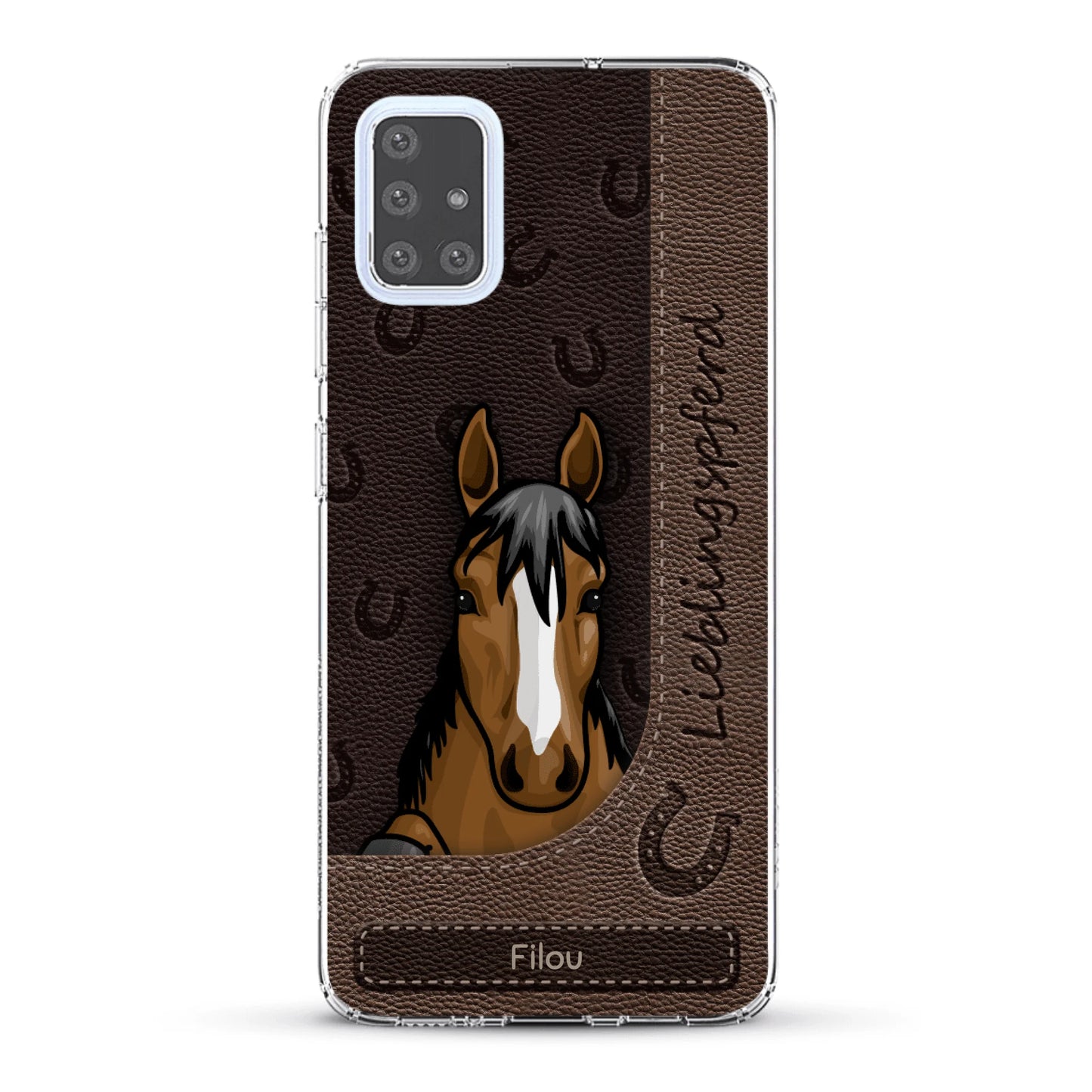 Spähende Pferde Lederoptik - Individuelle Handyhülle