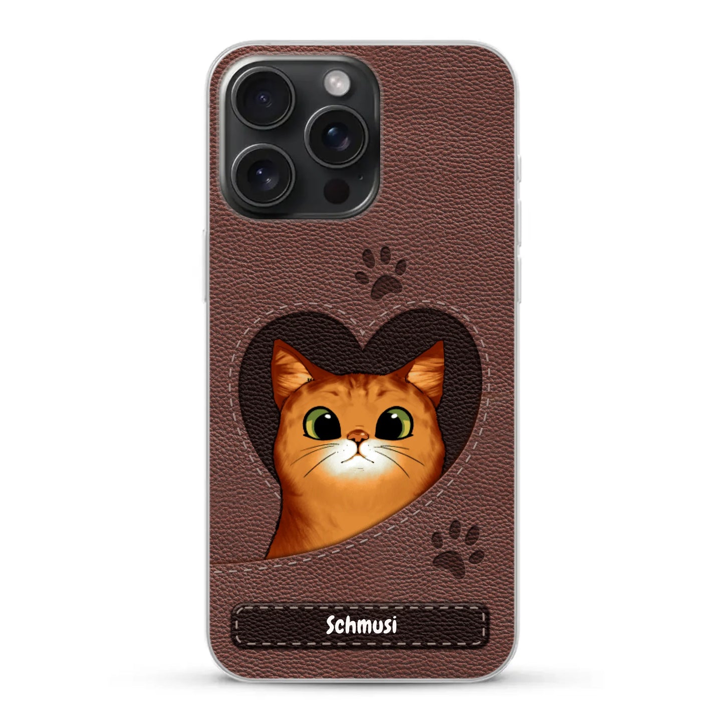 Katzenherz Lederoptik  - Individuelle Handyhülle