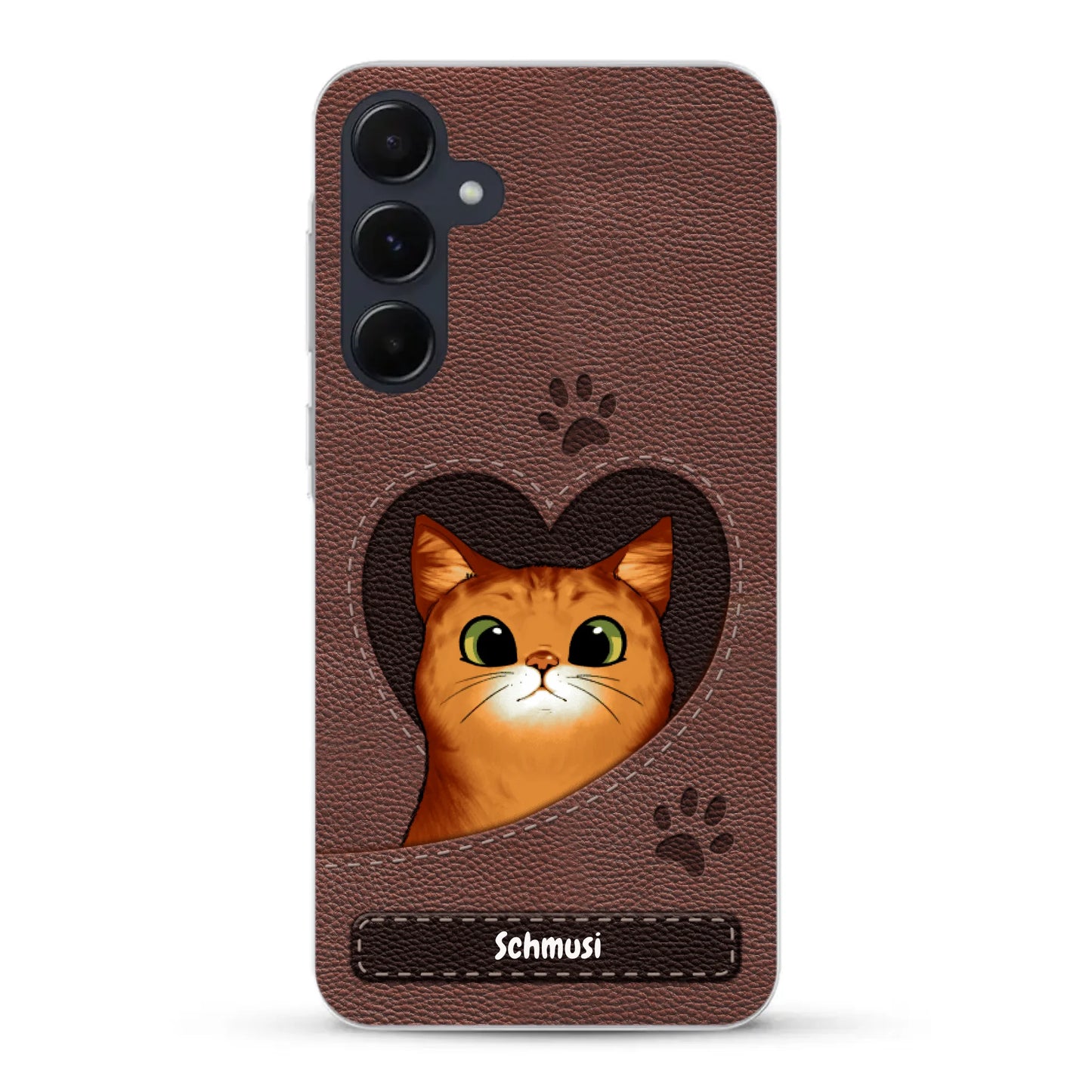 Katzenherz Lederoptik  - Individuelle Handyhülle