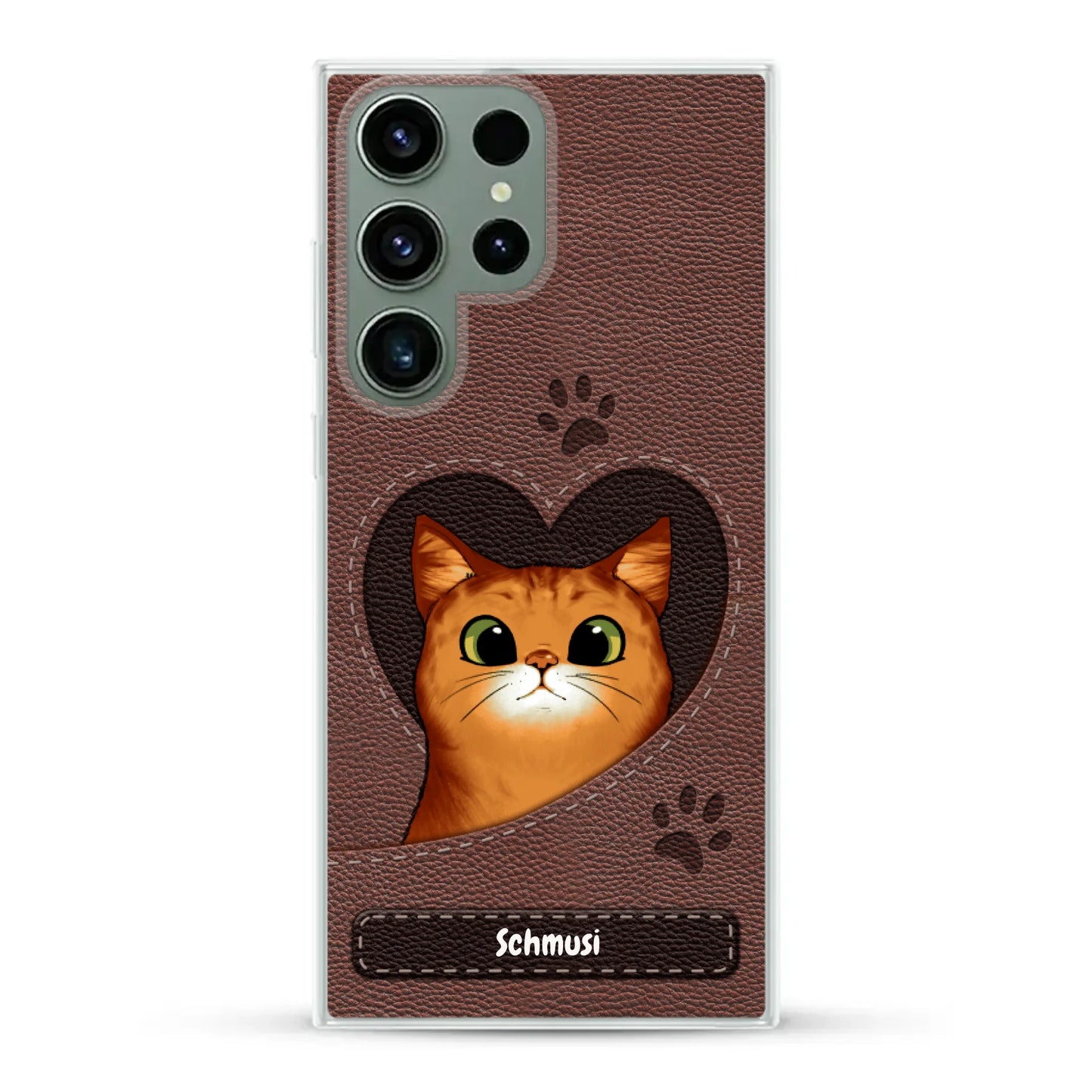 Katzenherz Lederoptik  - Individuelle Handyhülle