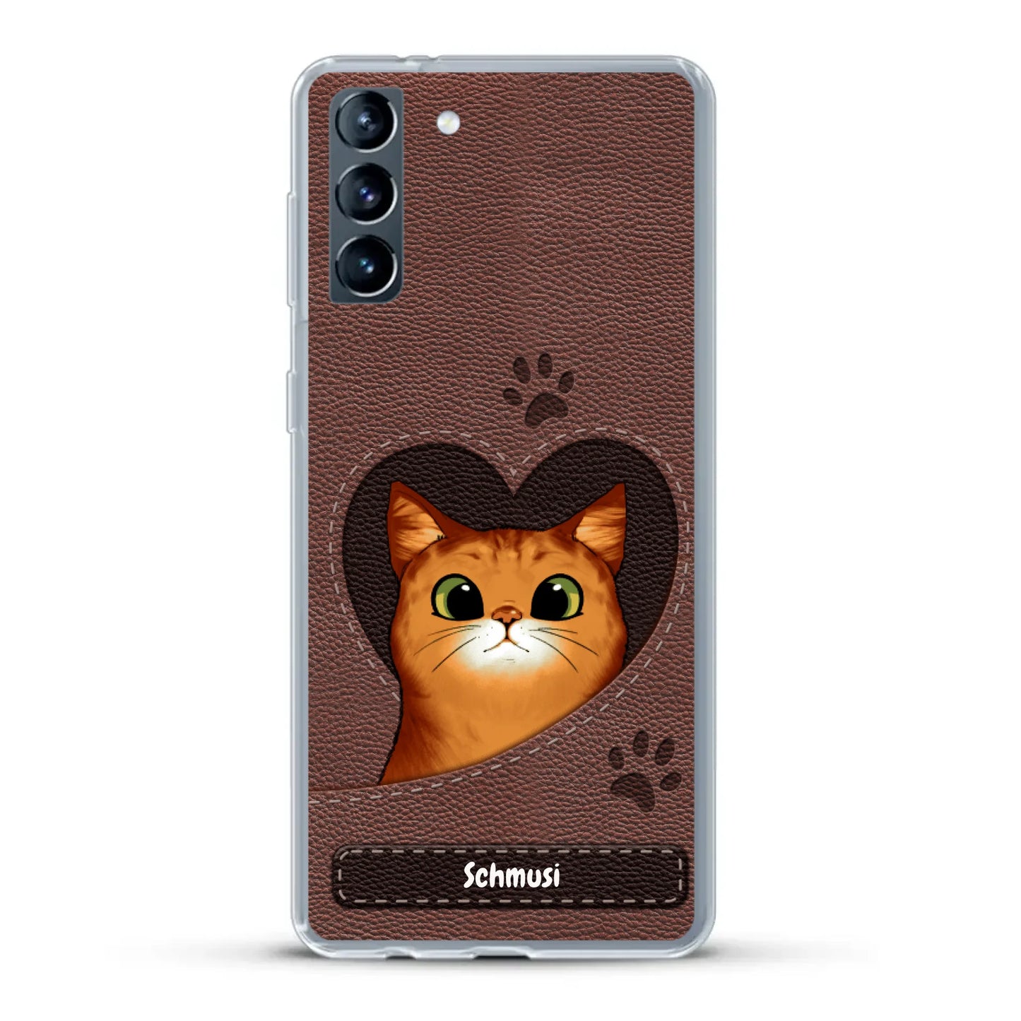 Katzenherz Lederoptik  - Individuelle Handyhülle