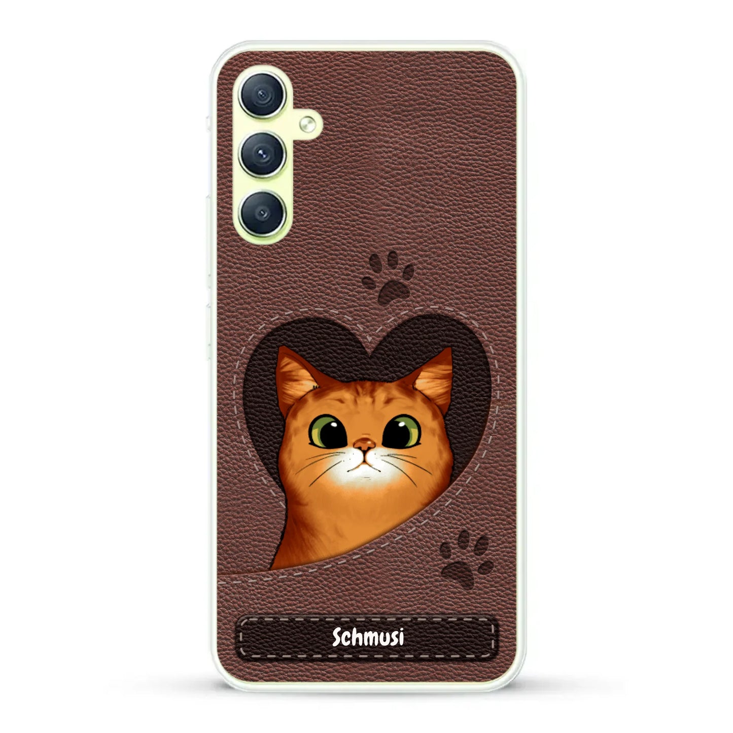 Katzenherz Lederoptik  - Individuelle Handyhülle