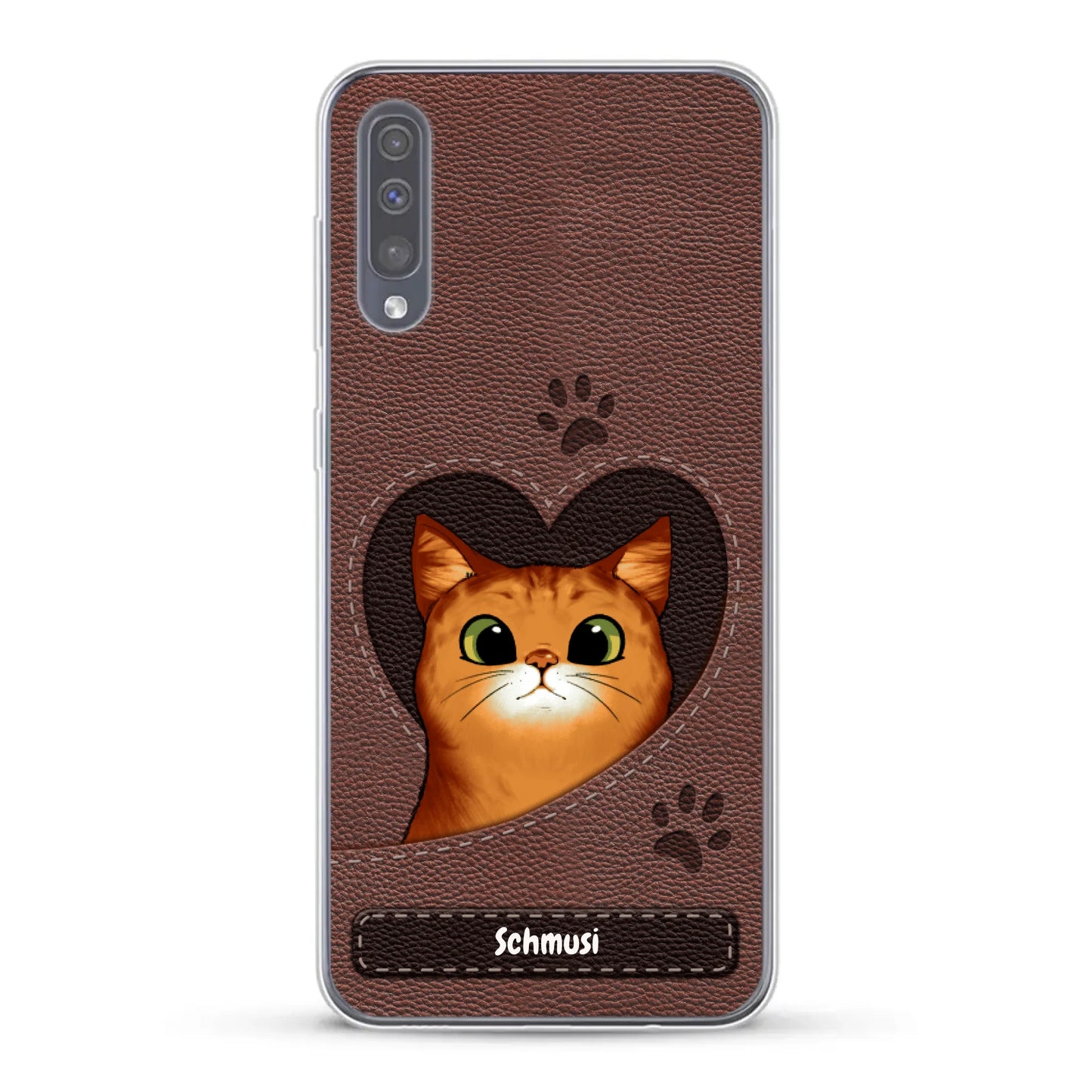 Katzenherz Lederoptik  - Individuelle Handyhülle